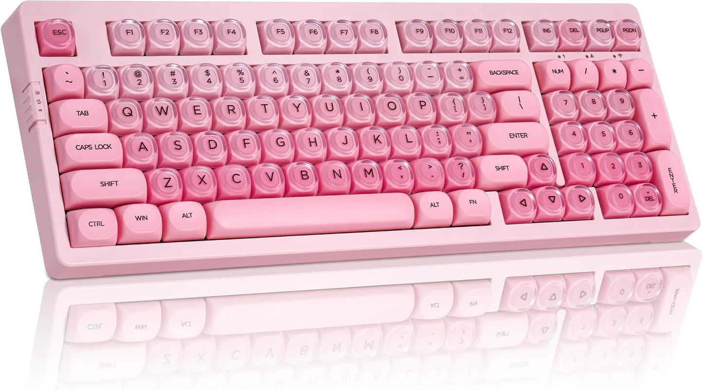 ZORNHER ZH980 Foundation Mechanical Keyboard,95% Pink Creamy Keyboard with Number Pad,Cute Jelly MOA Profile Keycaps,Creamy Sounding Linear Switches,Hot-Swappable,RGB Backlit