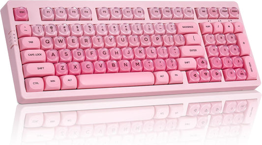 ZORNHER ZH980 Foundation Mechanical Keyboard,95% Pink Creamy Keyboard with Number Pad,Cute Jelly MOA Profile Keycaps,Creamy Sounding Linear Switches,Hot-Swappable,RGB Backlit