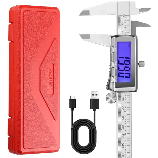 6'' Rechargeable Digital Caliper, All Metal & Long Lasting Design | Digital Vernier Caliper Measuring Tool with 0.001'' Accuracy, LCD Backlight Screen, Fast Type-C Charging & Auto-Off Design