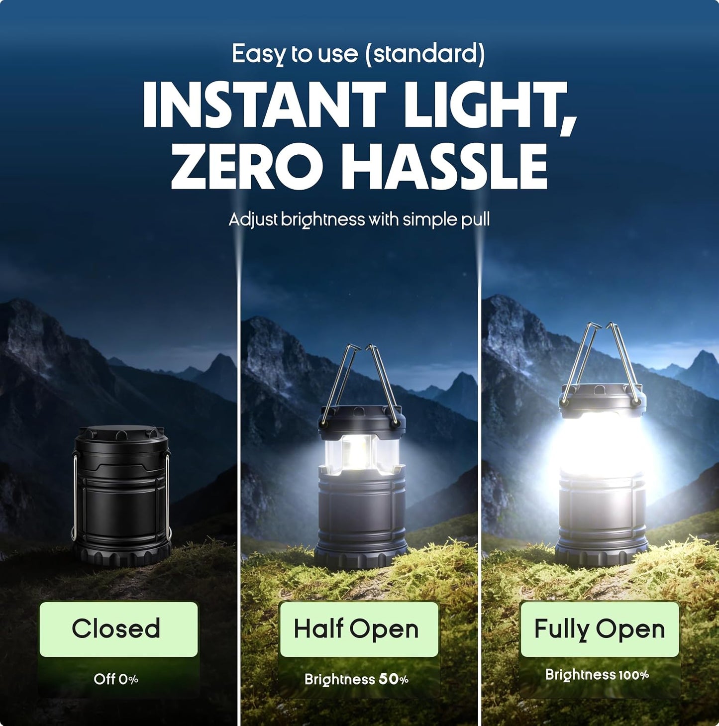MalloMe LED Camping Lantern, Battery Powered Lanterns for Power Outages, Portable Hanging Collapsible Camping Lights for Outdoor, Home, Emergency, Hurricane Lamp Survival Outage Light 3 x AA Operated