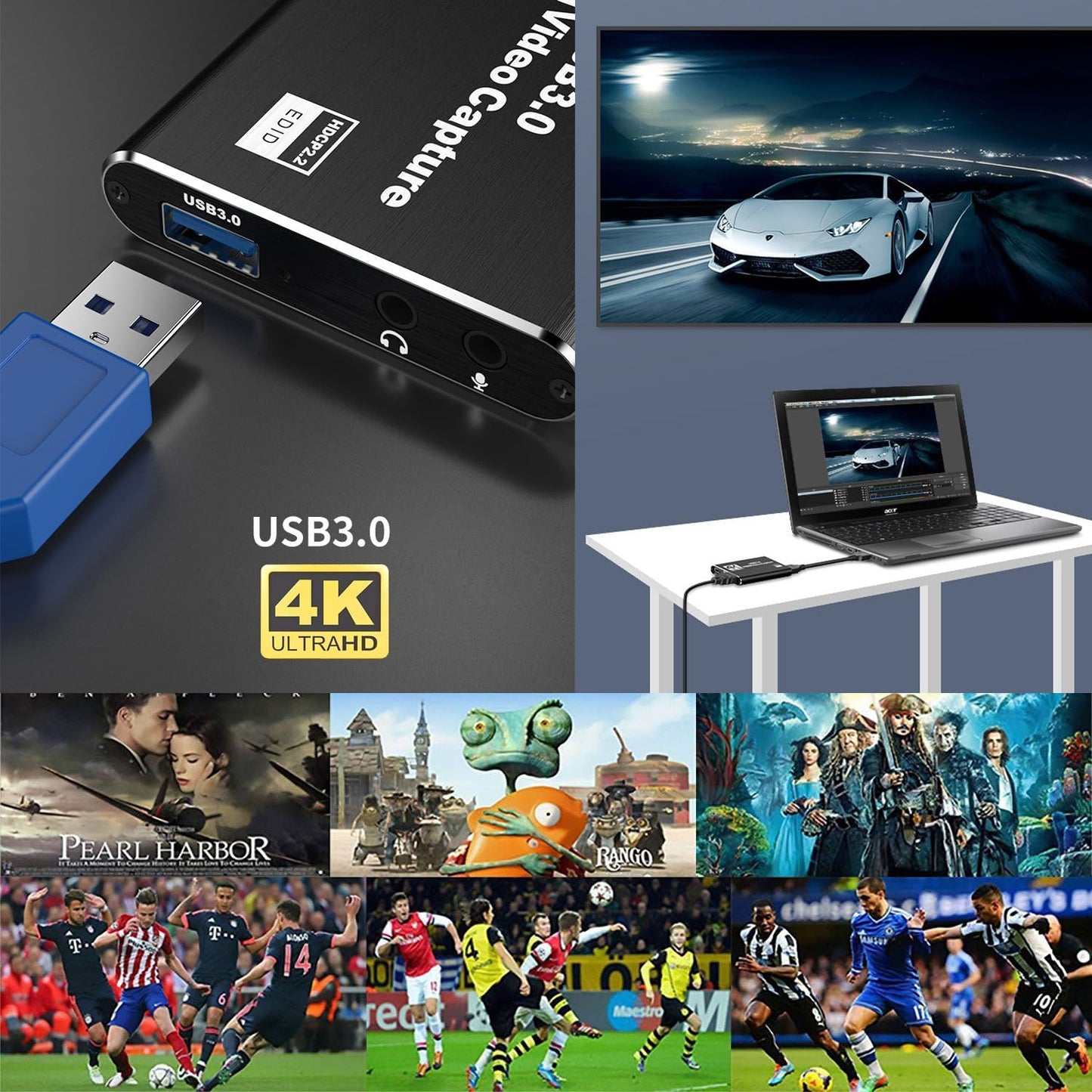 Capture Card for Streaming 4K HDMI Video Capture Card | Game Capture Card, 1080P 60FPS Video Capture Device, HDMI to USB 3.0 for Camera/Xbox/PS4/PS5/PC/OBS/PC/Mac Windows 10/11
