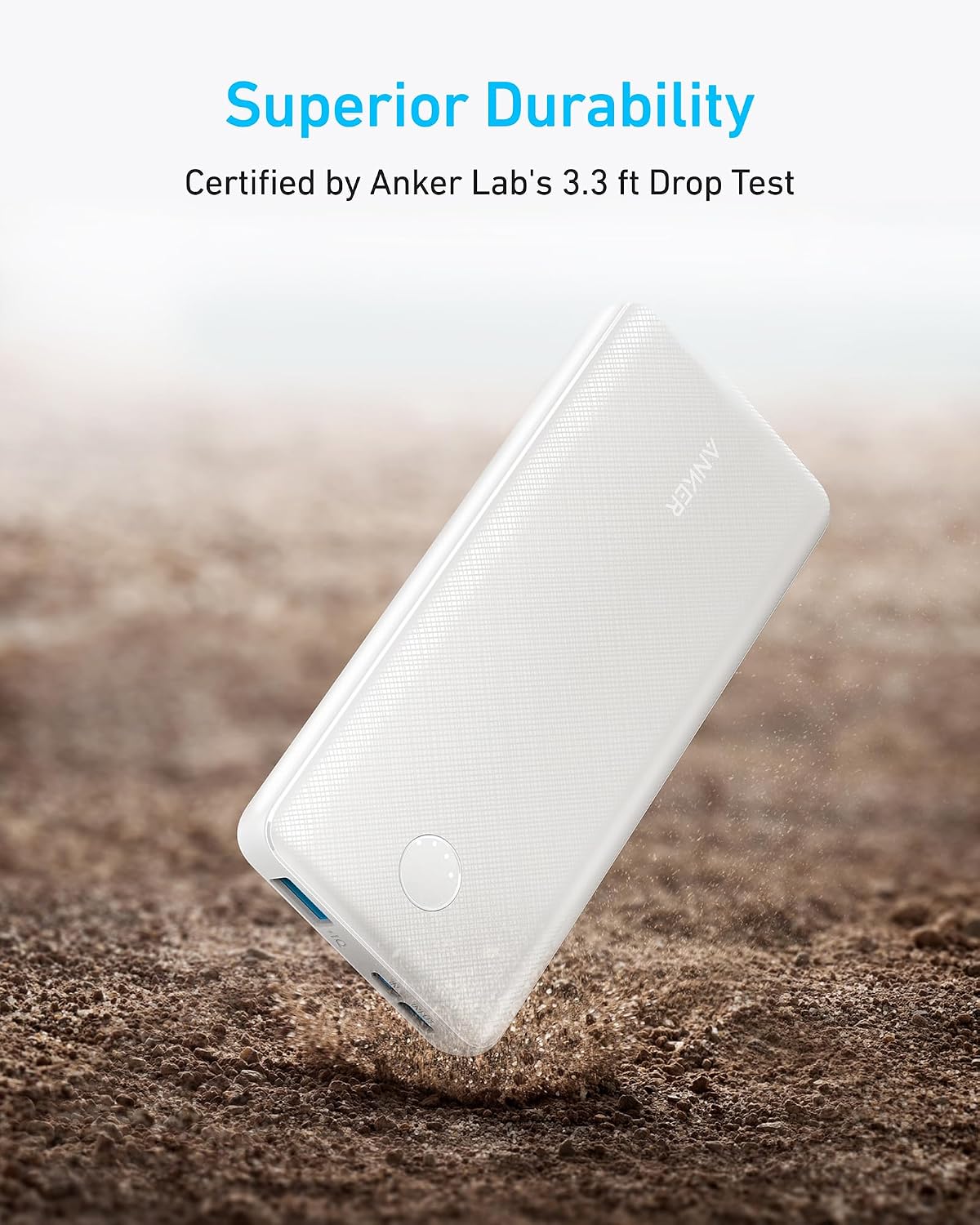 Anker Power Bank, 10,000mAh Portable Charger, PowerIQ USB-C Battery Pack | 5V / 3A High-Speed Charging, for iPhone, iPad, and More, Ultra-Compact Travel-Ready Design (White)