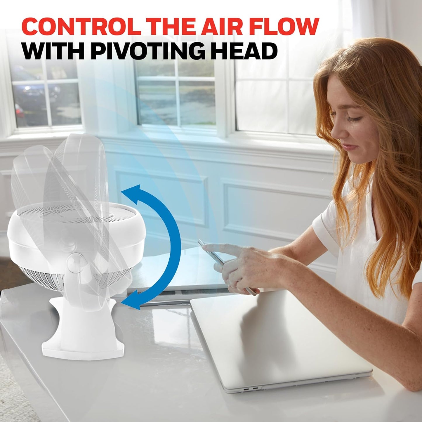Honeywell TurboForce Air Circulator, Small Tabletop Fan, White, HT-904 | Quiet Personal Fan for Home or Office, 3 Speeds, 90 Degree Pivoting Head
