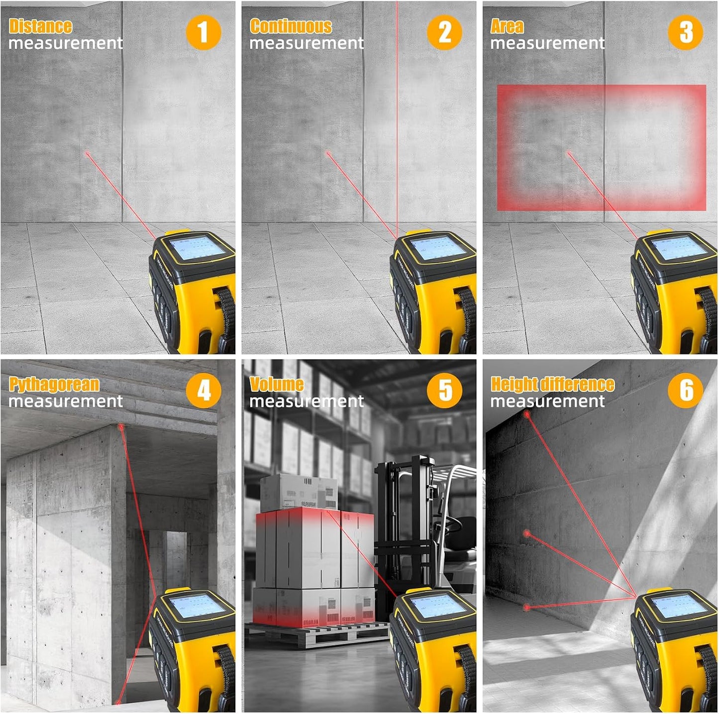 4 in 1 Laser Tape Measure, Digital Measuring Tape with 328ft Laser Measuring Tool & 16ft AutoLock Tape, Cross-Line Laser Level, Rechargeable for DIY Home Construction