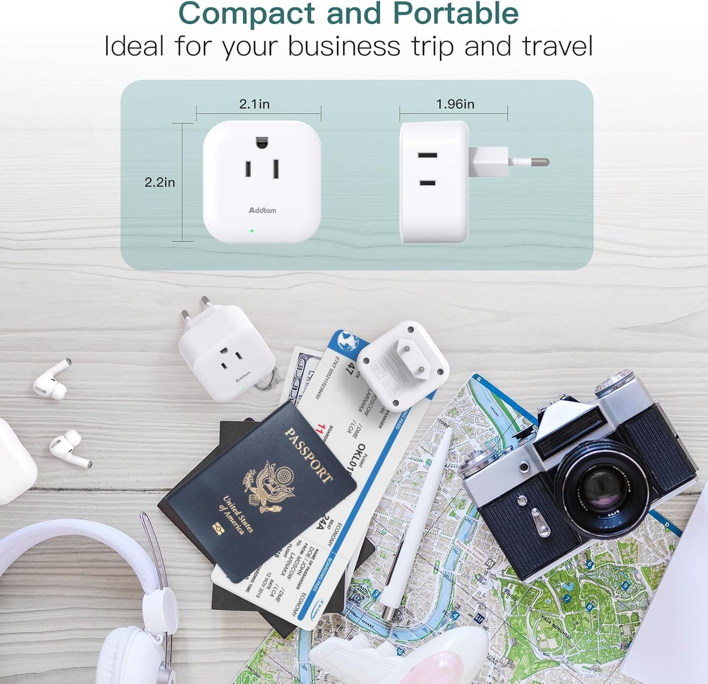 2 Pack European Travel Plug Adapter, US to Europe Plug Adapter with 3 Outlets 3 USB Charging Ports(2 USB C), Type C Adapter Travel Essentials to Most Europe EU Spain Italy France Germany Iceland