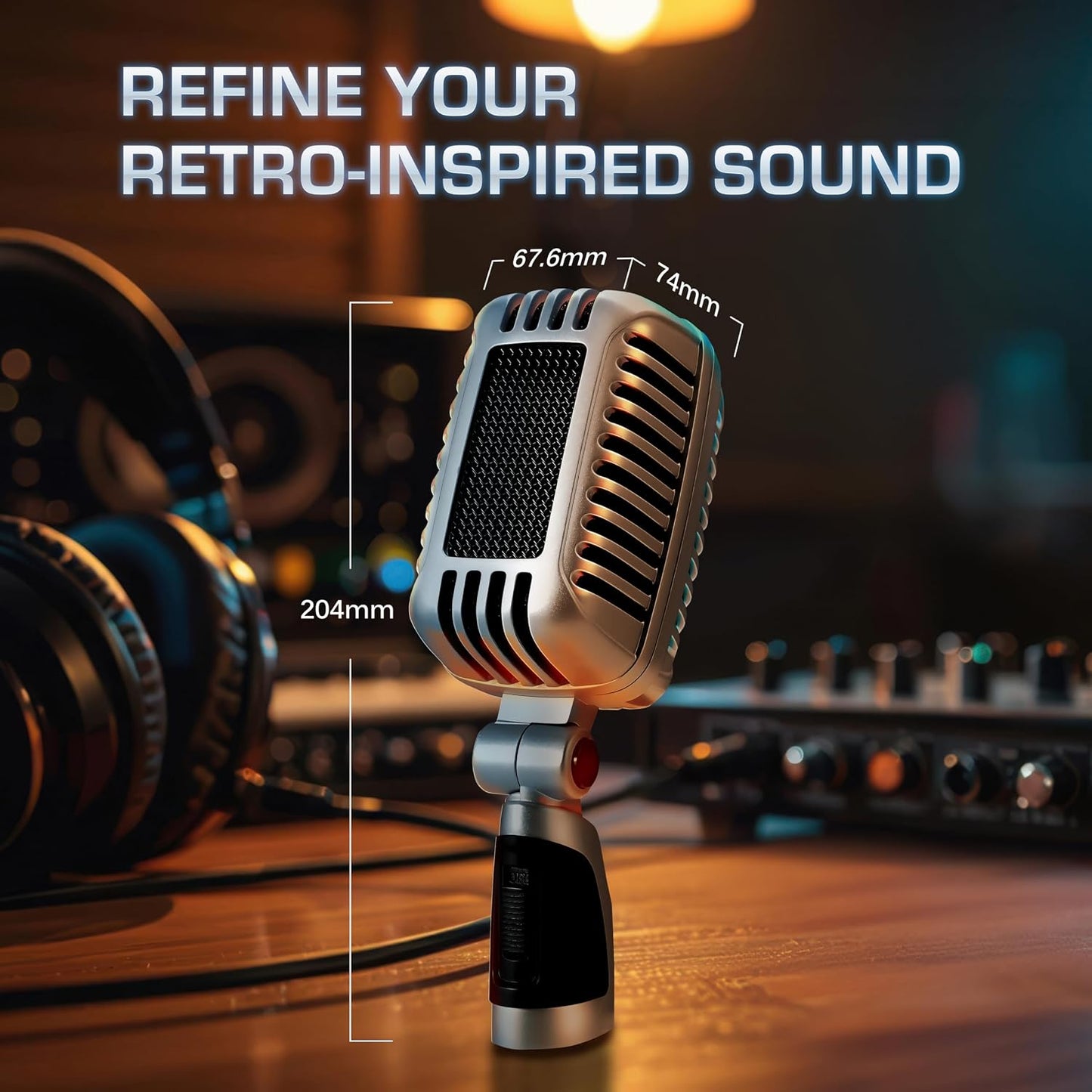 CAROL CLM-101 Retro Wired Vocal Microphone, Dynamic Supercardioid - Black | Retro wired microphone with dual capsules for singing, karaoke, and stage. Includes storage bag and switch.