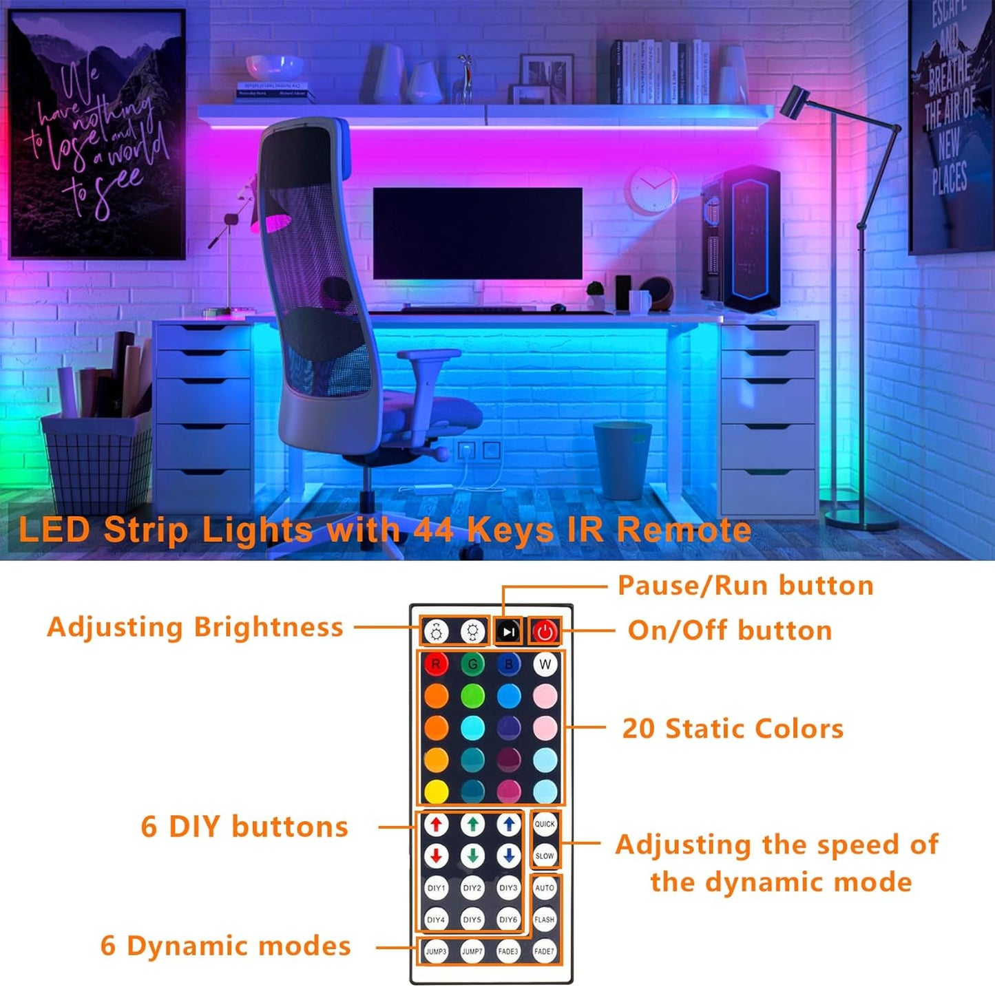 USB LED Strip Lights Kit, 4 Pre-Cut 1.64ft/6.56ft RGB LED Light Strips, Color Changing TV Backlights with Remote, RGB 5050 Bias Lighting for TV, PC, Monitor, Home Theater, DIY Decoration