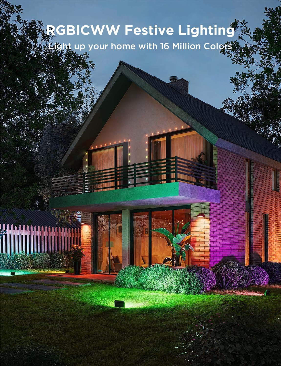 Govee Outdoor Flood Lights 2, RGBIC IP66, Wired 4 Pack | 50 Scene Modes,App Control,RGBIC Warm Cold White lights,Compatible with Alexa,Google Home,and Matter, Landscape Lighting
