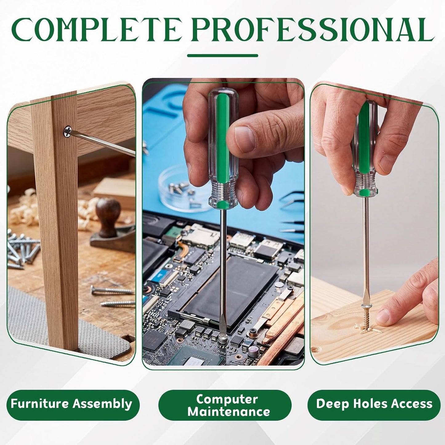 Lothee 100 Pack Mini Slotted Screwdriver 3.0mm Flat Head 5.12" (130 mm) Length Precision Flat Head Screw Driver with Non-slip Handle for Small Appliances Repair (Green)