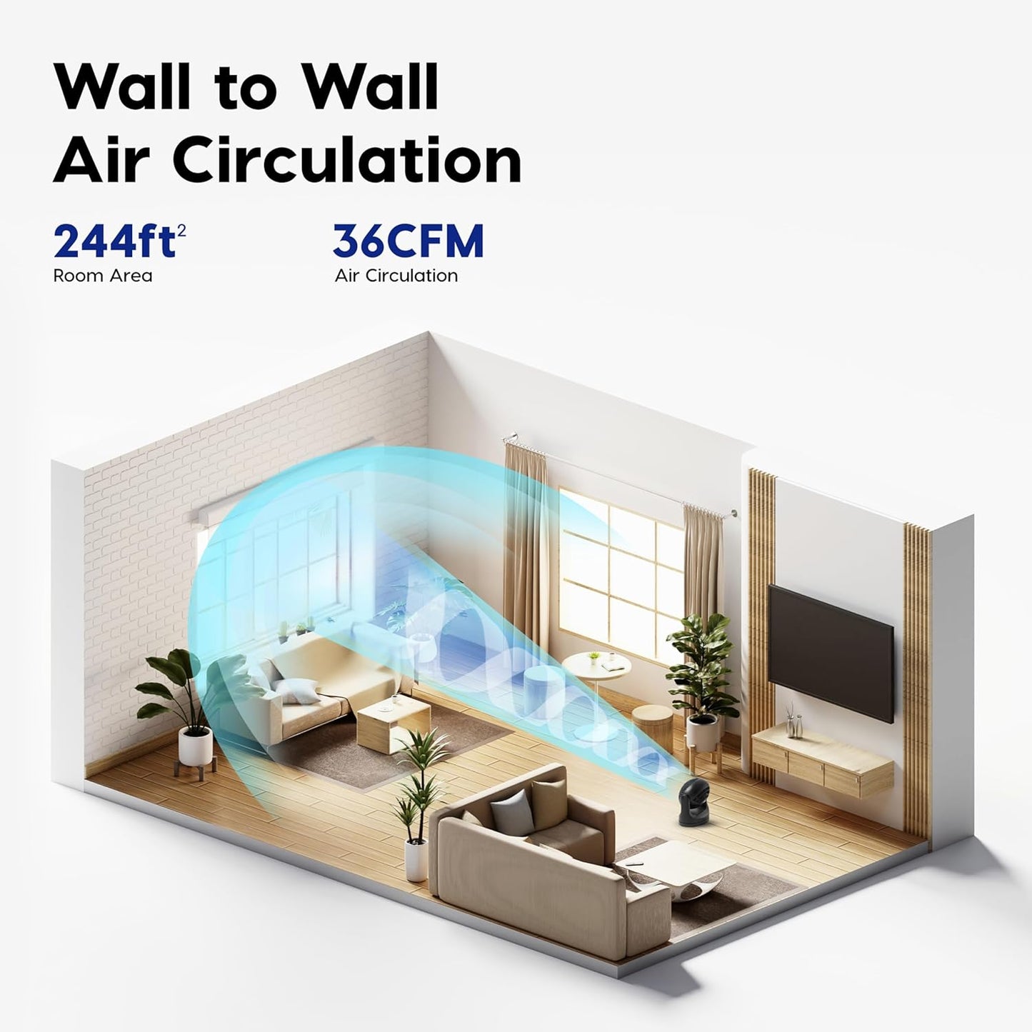 IRIS USA WOOZOO Medium Desk Fan, Oscillating, 112° Tilt, Dorm Office, Black | 36ft Max Air Distance, 244ft² Coverage, 112° Adjustable Vertical Tilt, 29db