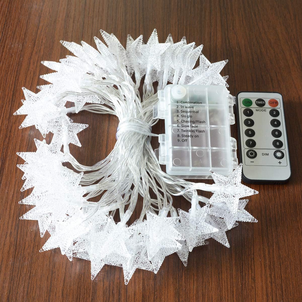 25ft 50 LED Multicolor Star String Lights for Bedroom Decorations, Battery Operated Led Christmas Lights for Apartment Dorm Room Decor(Remote/Timer/Warm White Multicolor Combination)