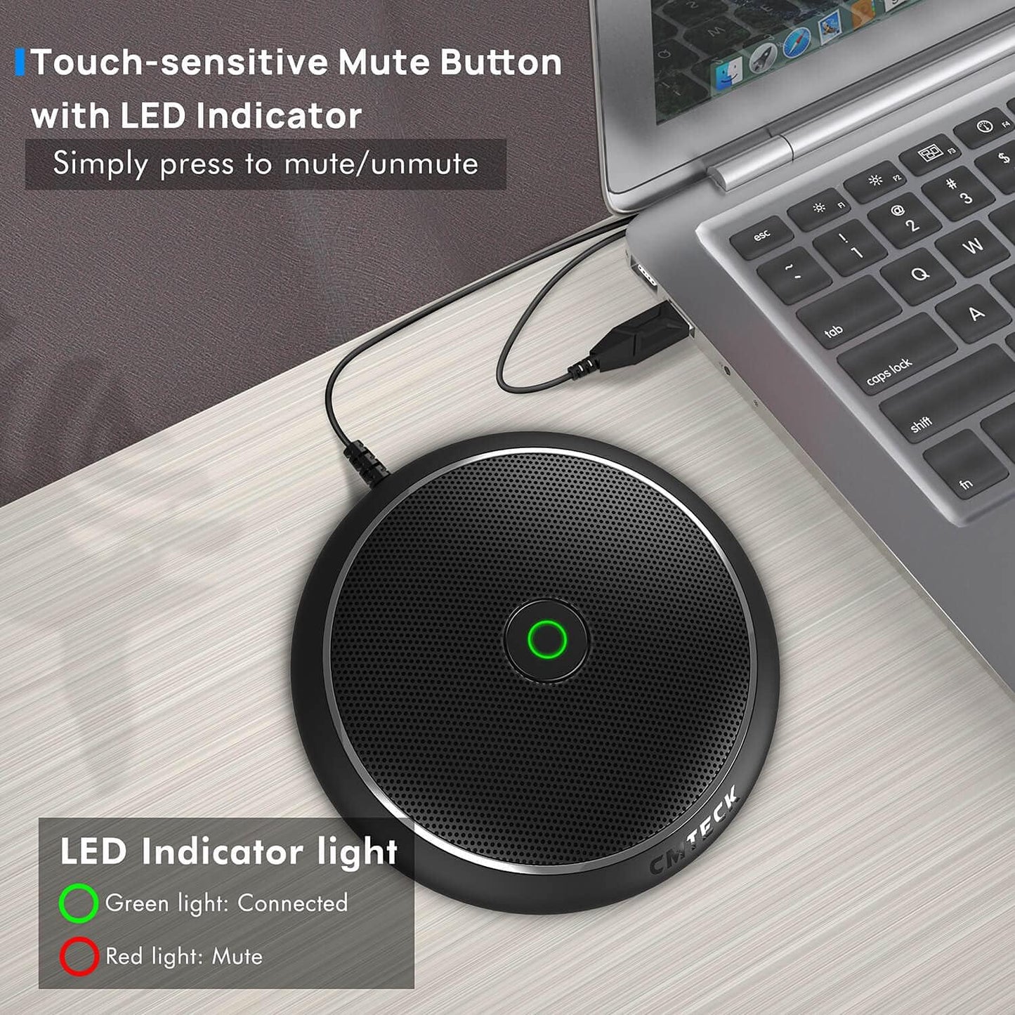 CMTECK Conference USB Microphone, Plug-and-Play Omnidirectional Desktop Mic | Omnidirectional condenser for clear audio,compact design. Ideal for video, streaming, YouTube. Works with macOS/Windows