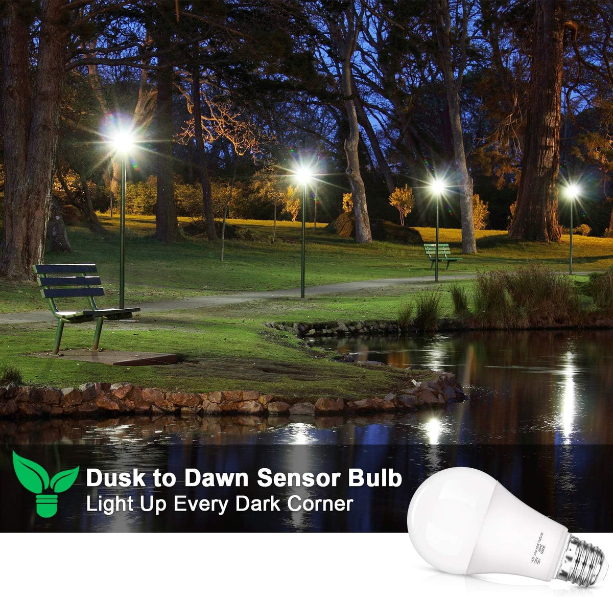 Dusk to Dawn Light Sensor Bulbs, A19 12W(100 Watt Equivalent) LED Bulbs