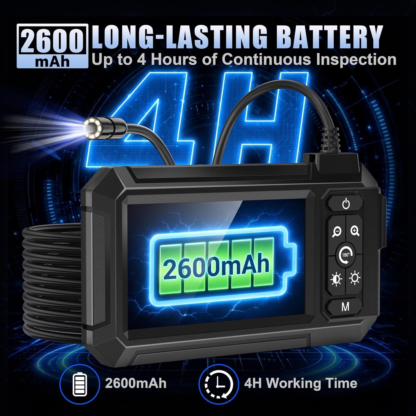 Endoscope Camera with Light, 1080P HD Borescope with 4.3" IPS Screen | IP67 Waterproof Snake Inspection Camera with 8 LEDs, 16.5FT Scope Tool for Automotive, Wall, Vent, Drain, Pipe