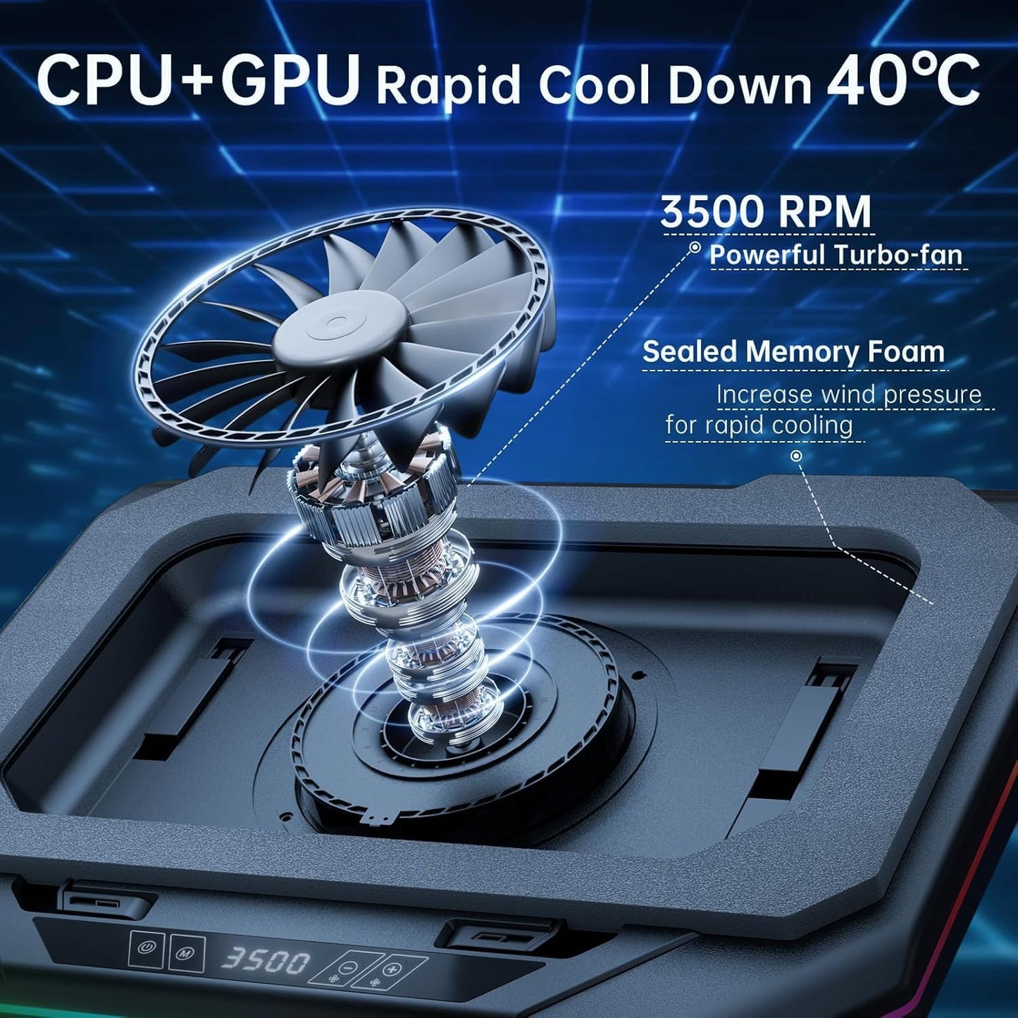 Cooling Pad for Dell Alienware m17 m16 m15 x17 x16 x15 x14 Area-51m 14-17 inch Gaming Laptop,Cooler it is Undoubtedly The King of Heat Dissipation with Powerful Turbo Fan,6 RGB Light Mode,Touch Start
