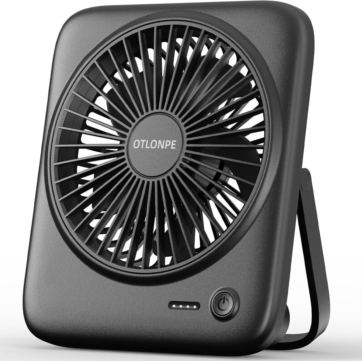 Otlonpe Personal Portable Desk Fan, 4000mAh Small Rechargeable Portable Fan Battery Operated & USB Powered for Travel Sleeping Bedroom Office Home Table, Cordless, Quiet, 4-Speed, 6.5 Inch (Black)
