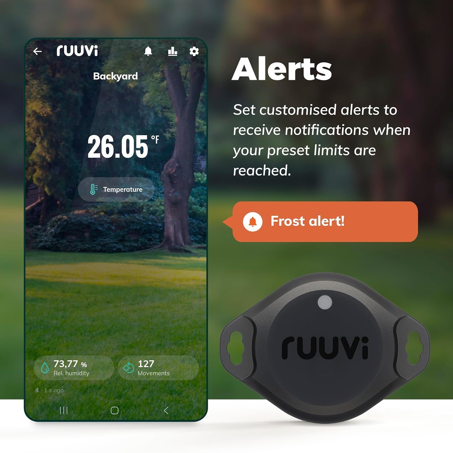 RuuviTag Pro 3in1 Wireless Bluetooth Temperature (°C/°F), Air Humidity and Motion Sensor. Alerts &amp; History. Free Android/iOS apps. Integrates with Victron, Homey, and Home Assistant. Made in Europe.