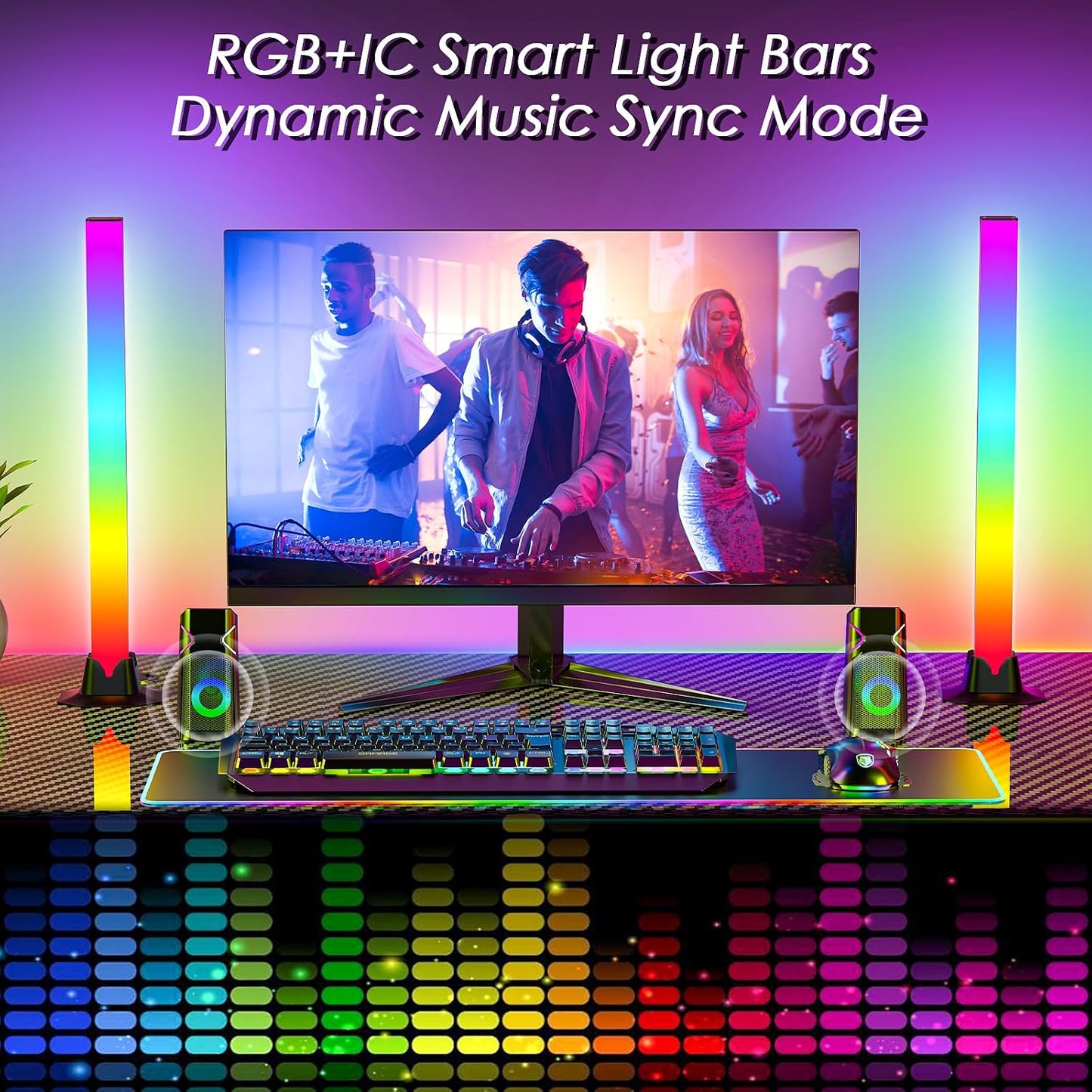 16.5" Smart Light Bar, RGB LED Light Bar for Room, 16 Million Colors Changing, 213 Preset & 8 Scene Modes, Dynamic Music Sync, 3 Control Modes, RGB & IC Ambient Backlight for TV, Gaming Room