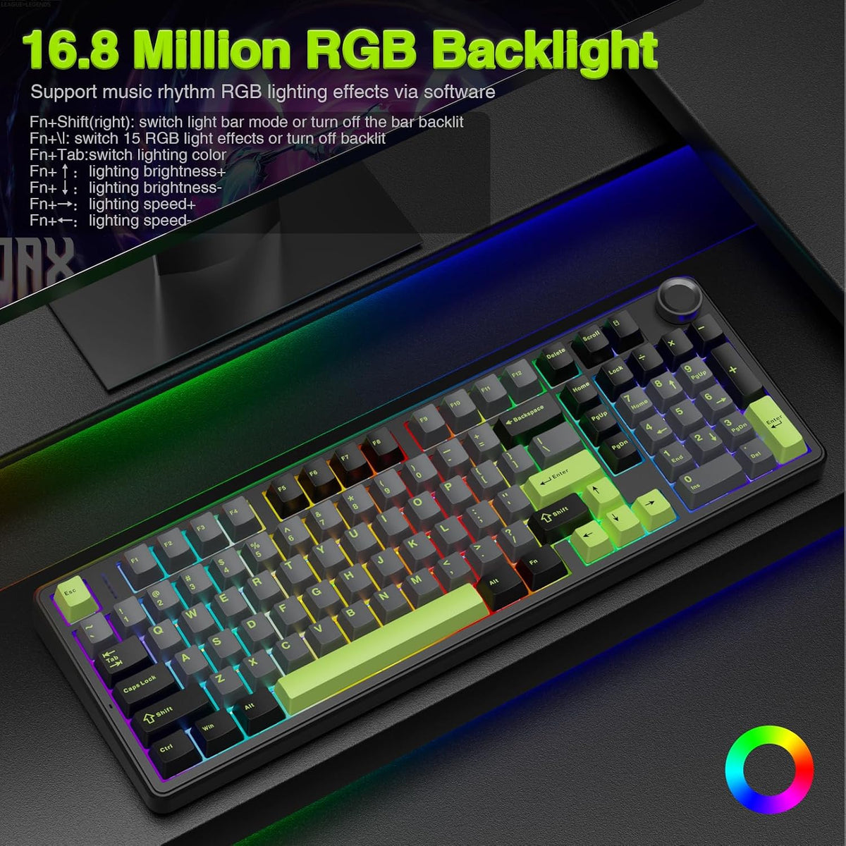 AULA F99 Pro Wireless Mechanical Keyboard with Knob,Creamy Sound,Tri-Mode BT5.0/USB-C/2.4GHz Hot Swappable Keyboard,Gasket Structure,RGB Backlit Computer Gaming Keyboards