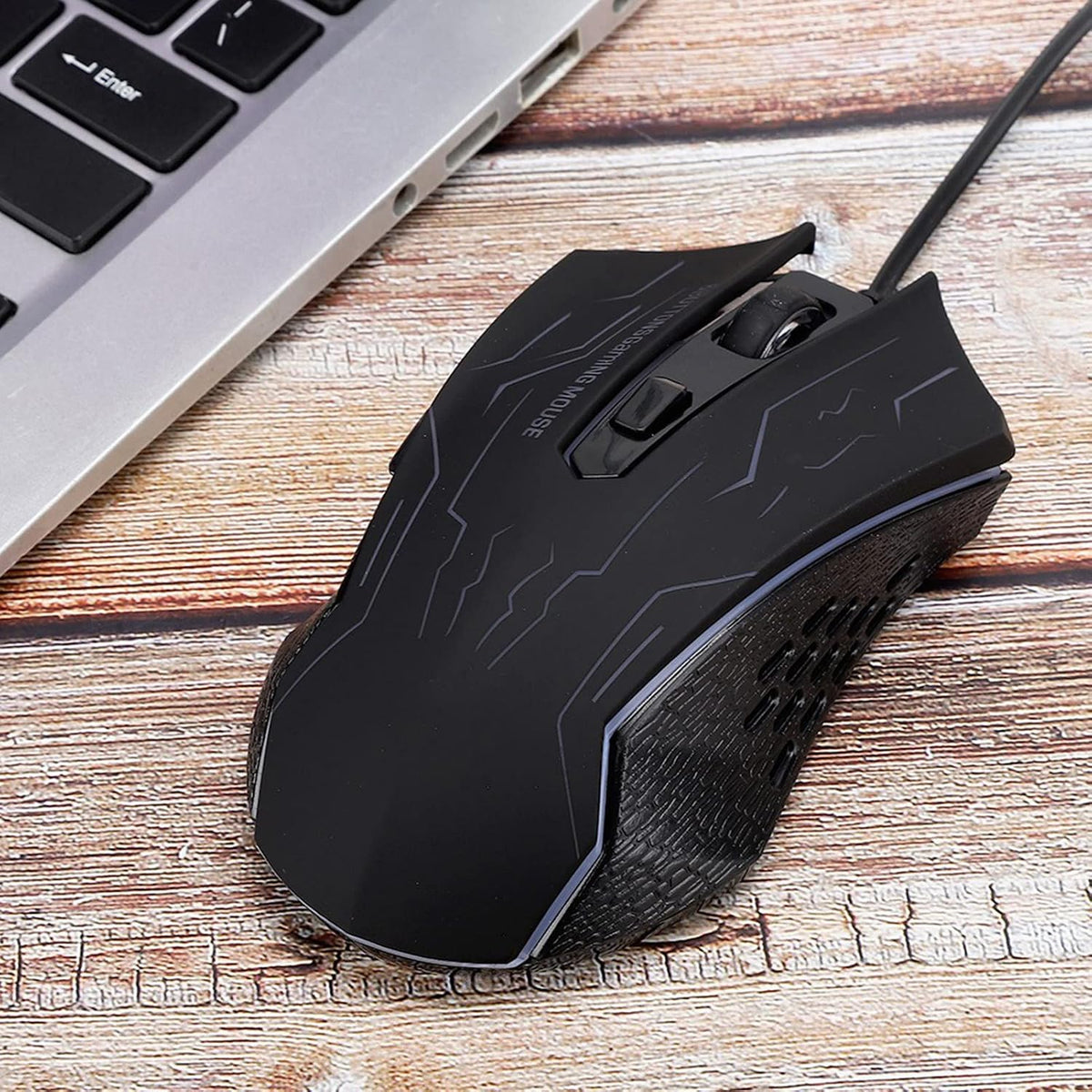 YUYTE Ergonomic Gaming Mouse, USB Wired Computer Mouse with Adjustable DPI and Colorful LED Lights, for Laptop Desktop PC Gaming