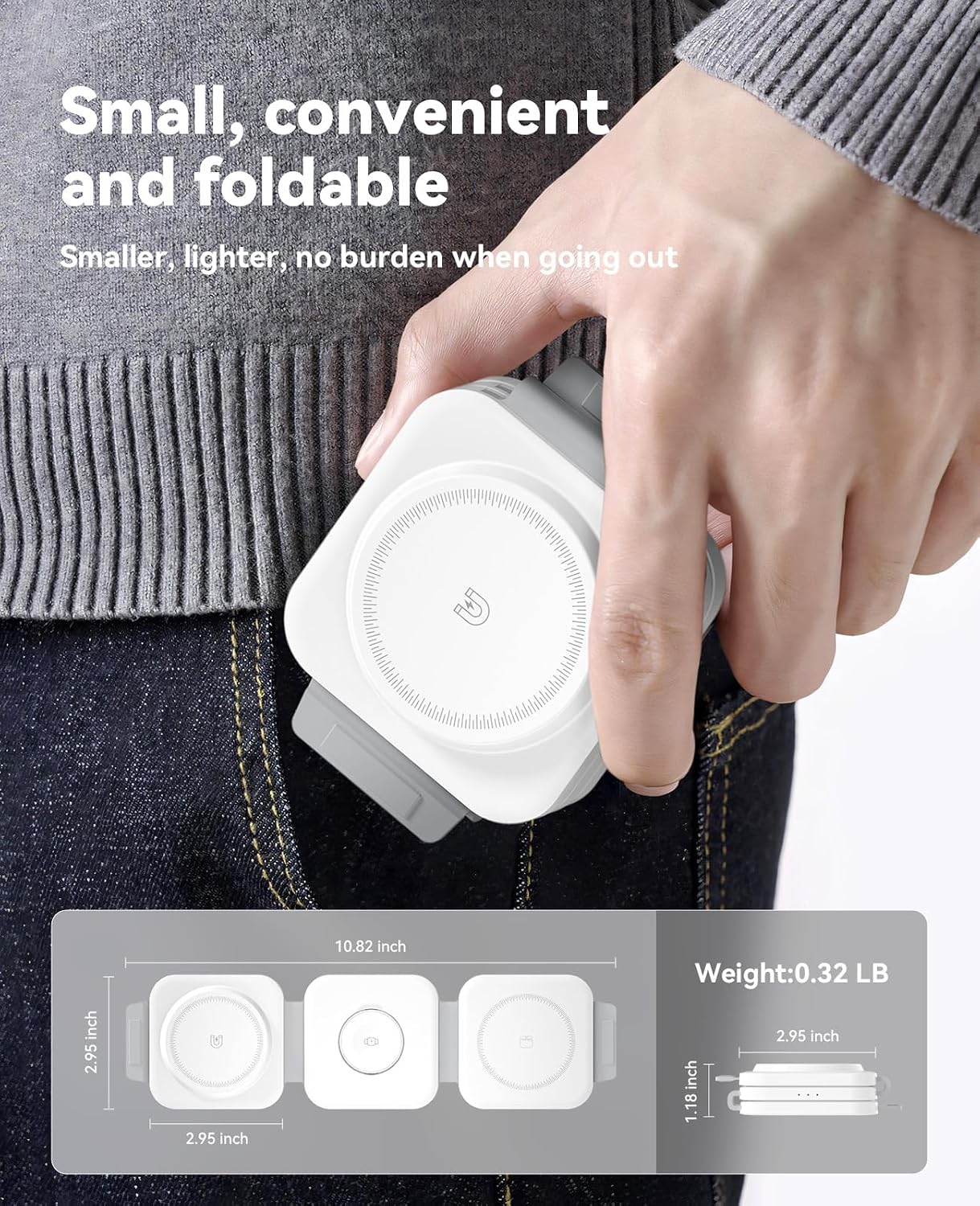 3 in 1 Charging Station for Apple, Foldable Magnetic Wireless Charger Dock | Travel Charging Pad for Multiple Devices iPhone 17 16 15 14 13 12 Pro Max Plus Apple Watch Series & AirPods 4/3/2/Pro
