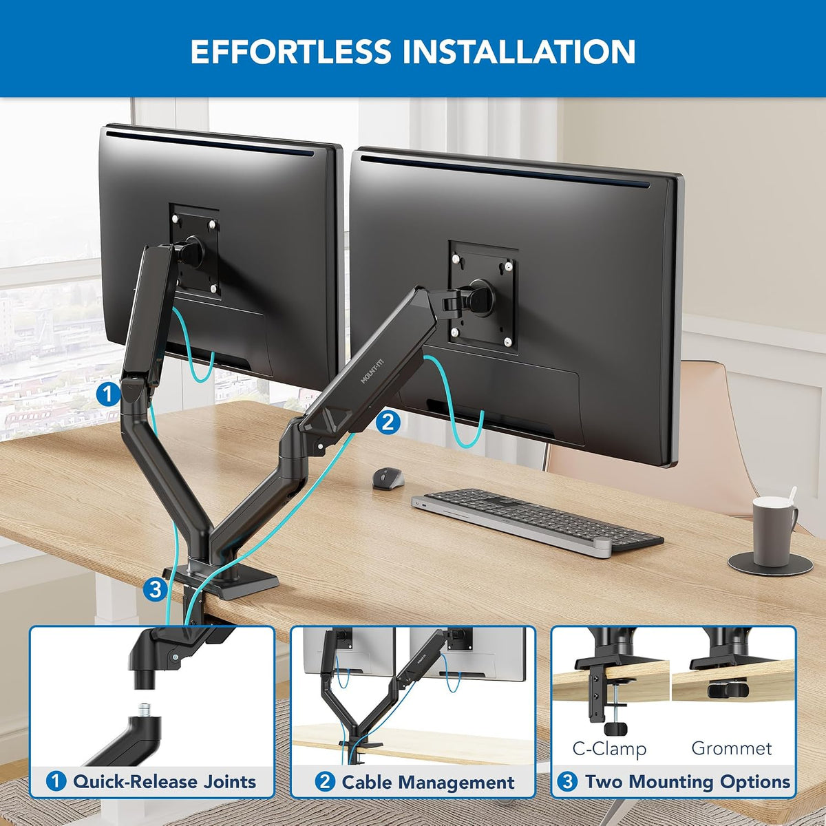Mount-It! Dual Monitor Mount, 17-32", 19.8 lbs Each