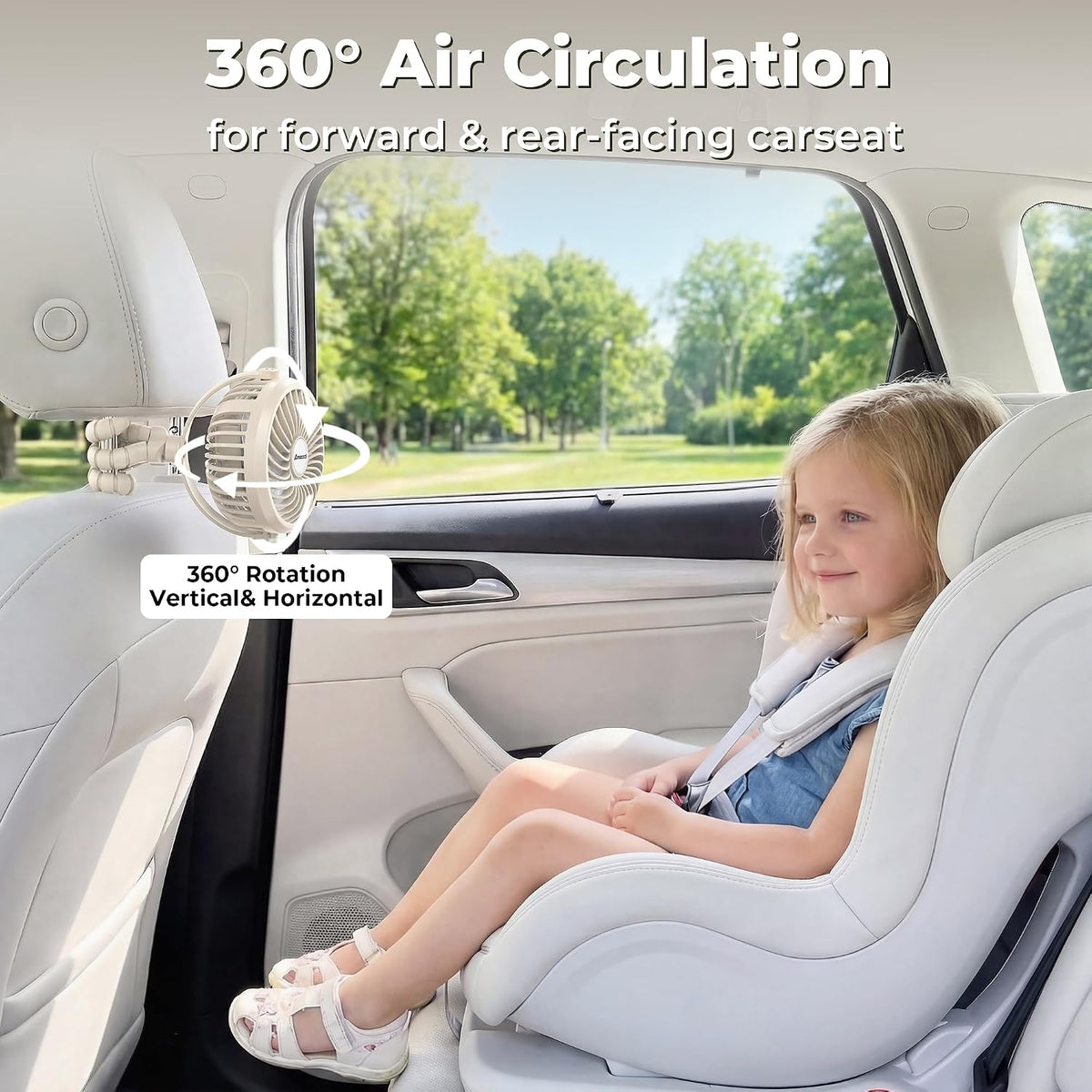 AMACOOL Battery Operated Stroller Fan, Portable Clip On Fan Rechargeable | Baby Travel Essentials for Beach Disney, Newborn Boy & Girl Gifts Registry Search, Cooling for Car Seat Wagon Crib Treadmill