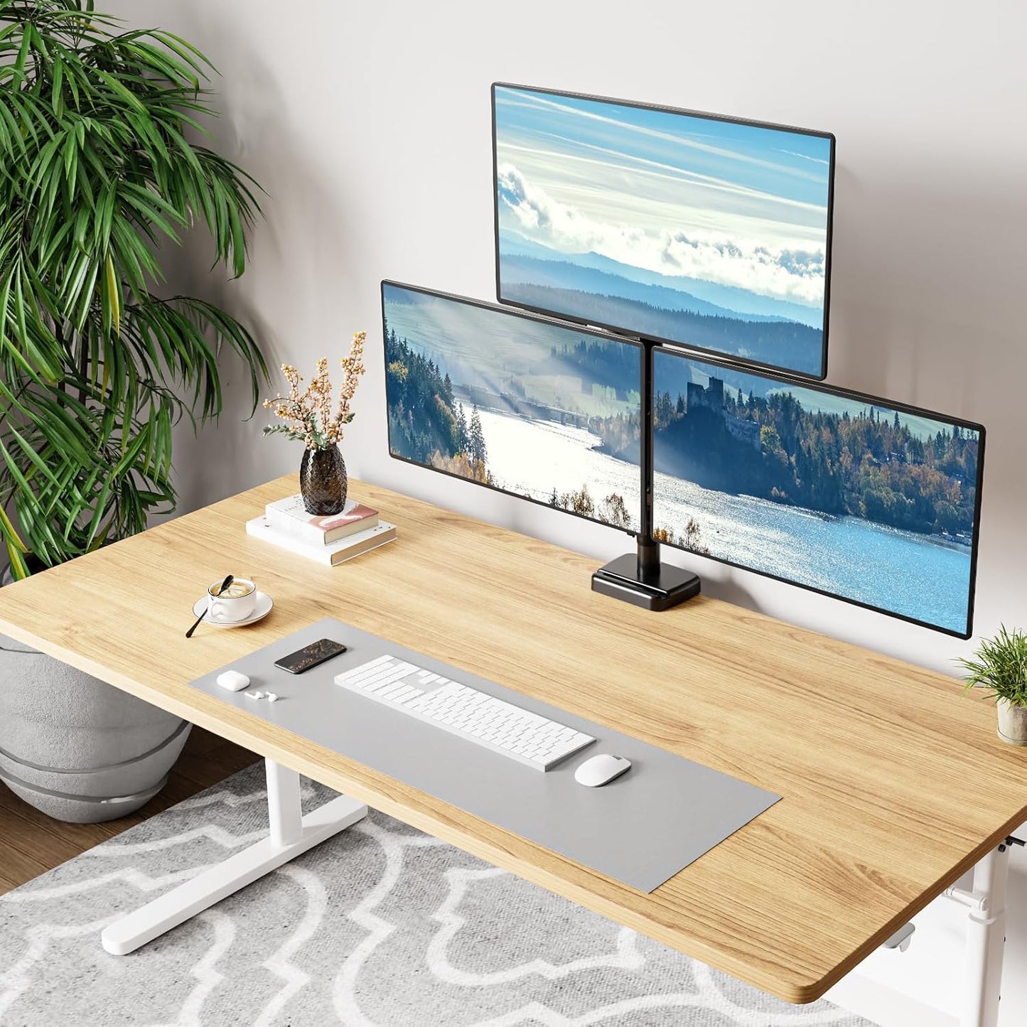 MOUNT PRO Triple Monitor Mount for Max 32" Computer Screen, Adjustable 3 Monitor Desk Mount, up to 19.8lbs Each, Three Display Arm with Tilt Swivel Rotation, VESA Mount 75x75/100x100mm