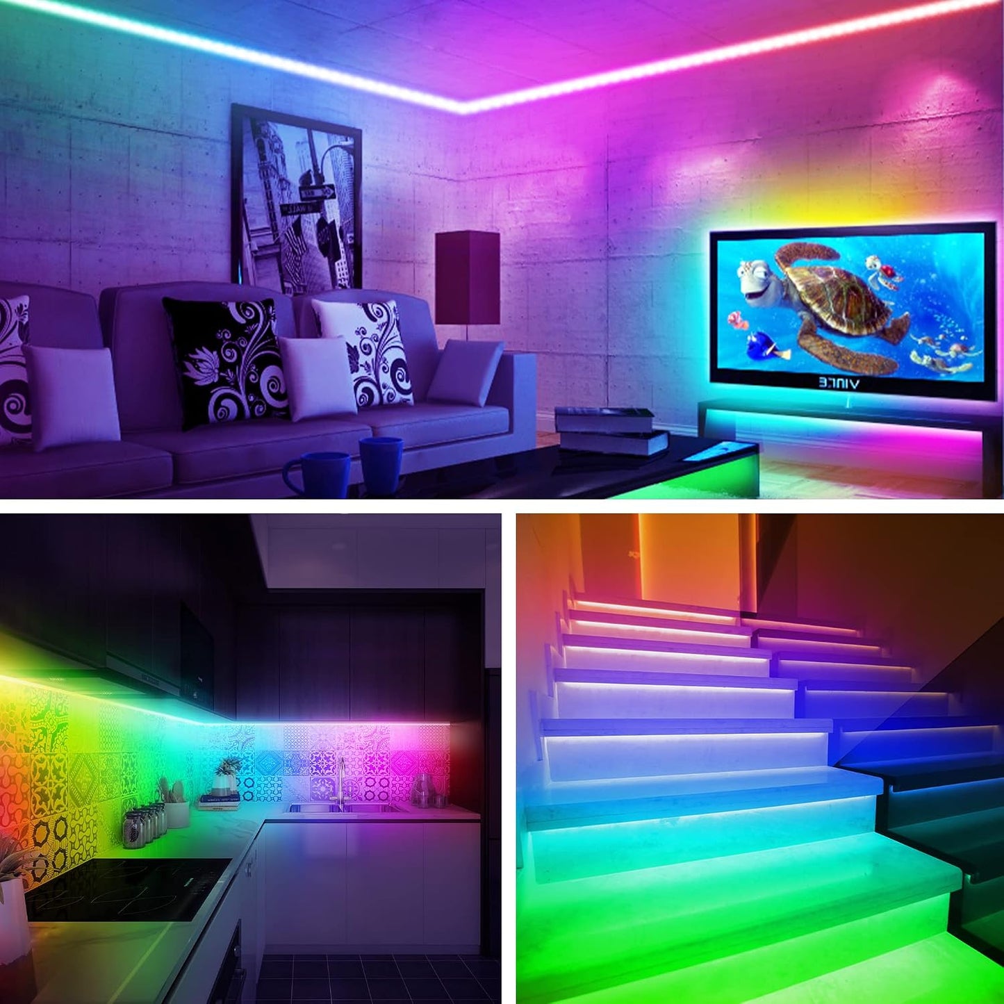maylit 18ft ICRGB TV LED Backlight for 75-85in TVs | Bluetooth App & Remote, Music Sync with Sound, USB Powered, Color Changing Bias Glow, For HDTV Room Decor