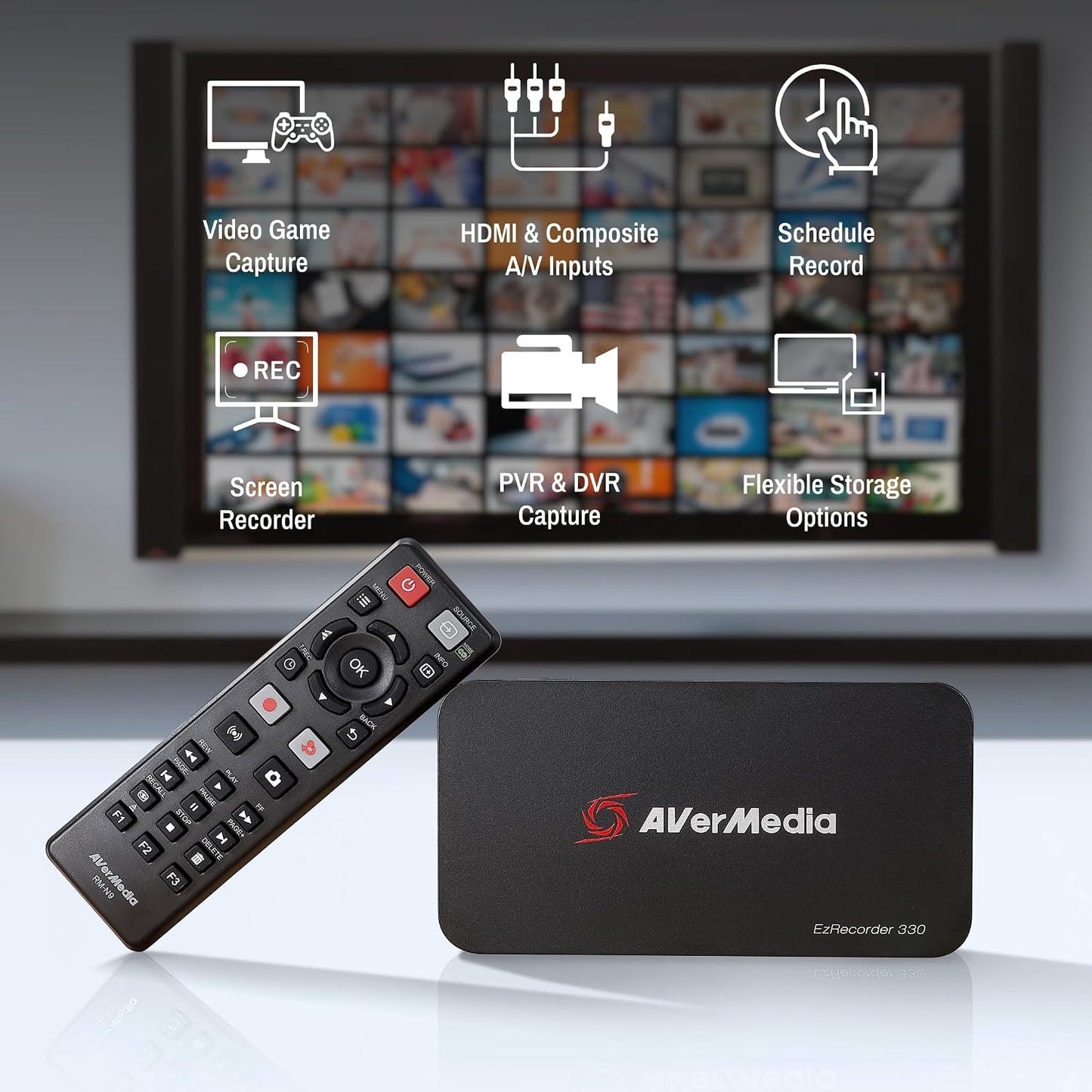 AVerMedia EZRecorder 330G - 4K Pass-Through and 1080p60 Video Recording, DVR with HDMI Capture, Digital Converter, Schedule Recording, No PC Required (ER330G)