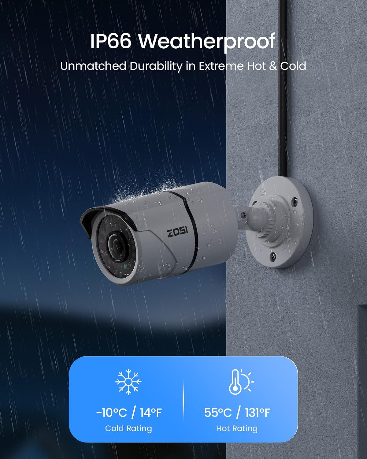 ZOSI 2MP 1080p Security Camera Outdoor, 4-in-1 CVI TVI AHD CVBS Bullet Cam