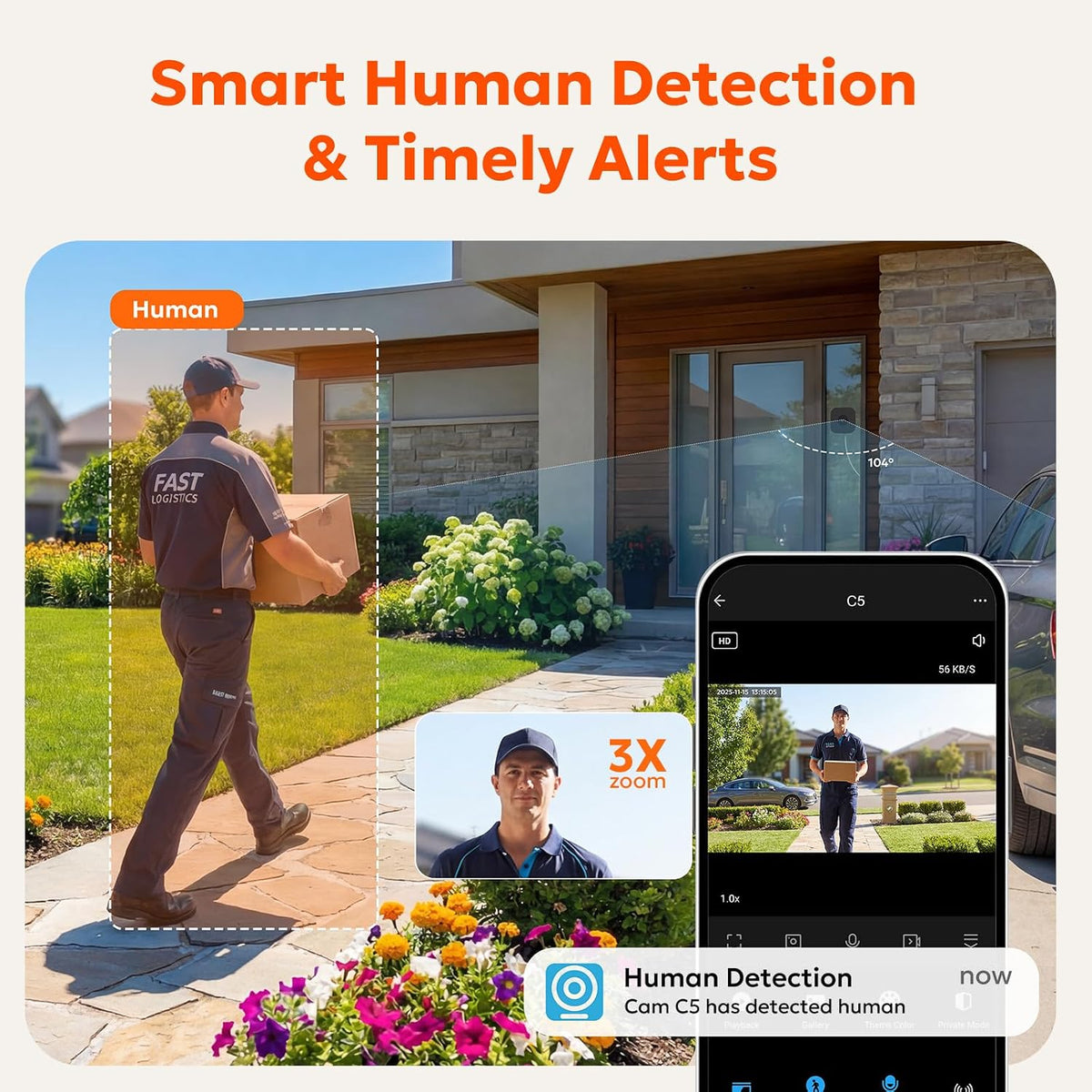 owltron Window Camera 3MP, 5G & 2.4GHz WiFi Indoor Cameras for Home Security with Al Color Night Vision, Human/Motion Detection, Anti-Glare, 24/7 Recording, Real-Time Alerts, Easy & Quick Install