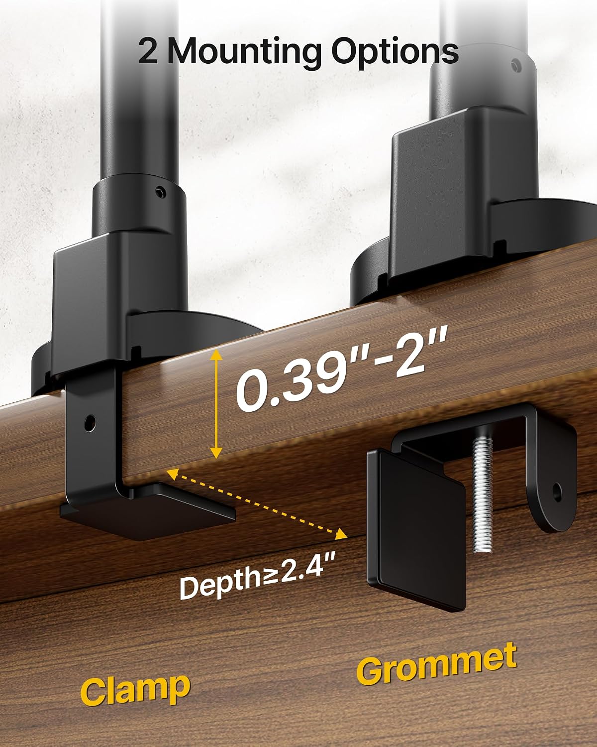 monTEK Dual Monitor Arm, Vertical Stackable 17–40" Full Motion with USB
