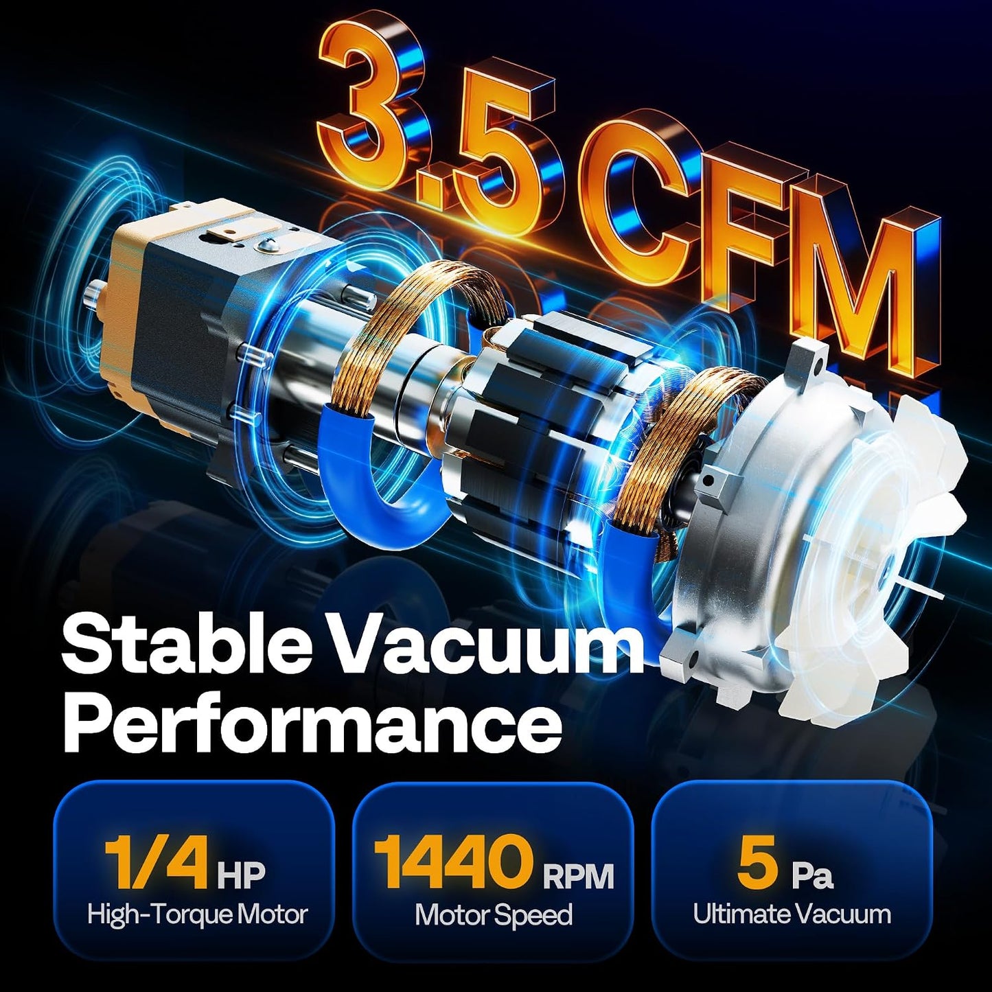 VIVOHOME 1/4 HP 3.5CFM 1 Stage AC Vacuum Pump and R134a Manifold Gauge Set | 110V HVAC Vacuum Pump Kit with 5ft Hoses for R134a R12 R22 R502 Auto Mini Split Air Conditioning Refrigeration Recharging