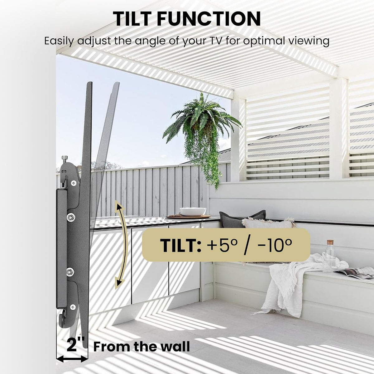 ZeboZap ZZTVT8064 Outdoor TVmount Weatherproof Holds Upto 80 Inch TV on Vinyl Siding, Stucco, Brick & Stone | Holds 154lbs