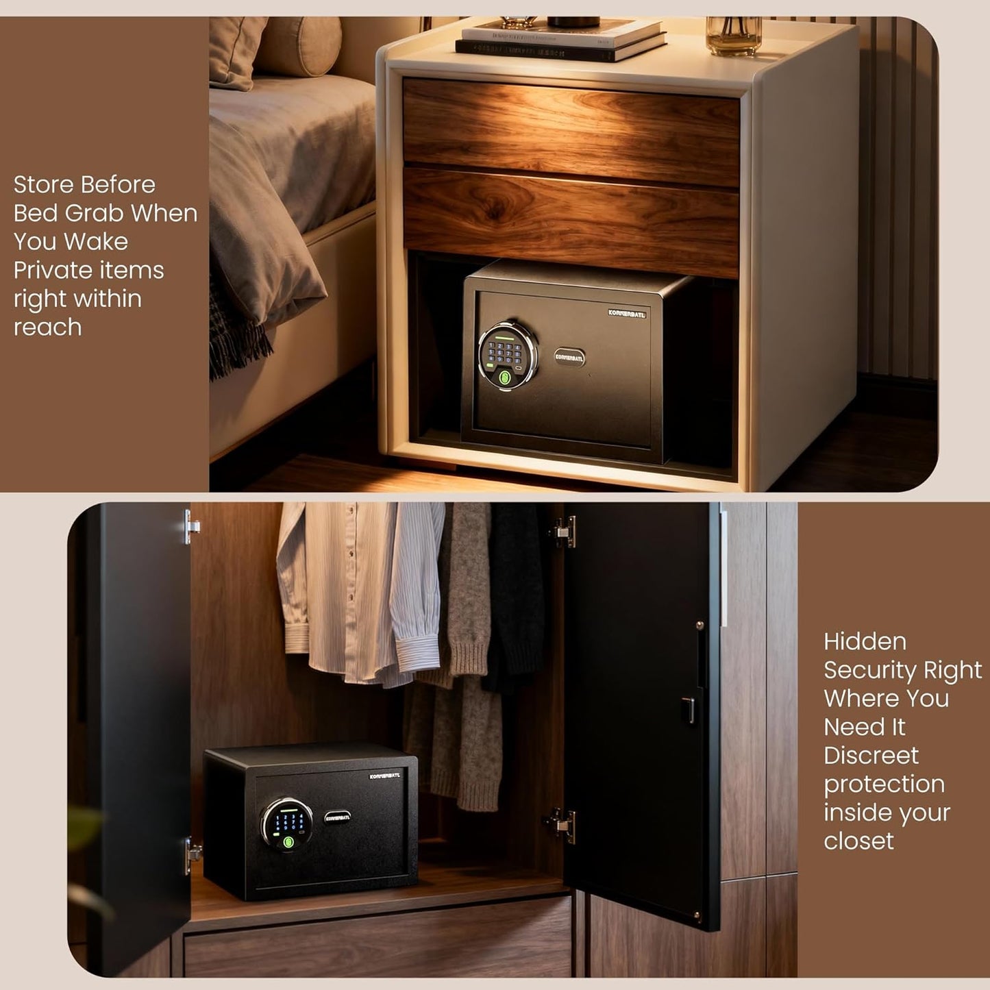 20 lb Biometric Safe with Fingerprint Lock & LED Light | 30 Fingerprint Storage, PIN Code Access, Backlit Keypad, Silent Entry, Type-C Emergency Power & Removable Shelf