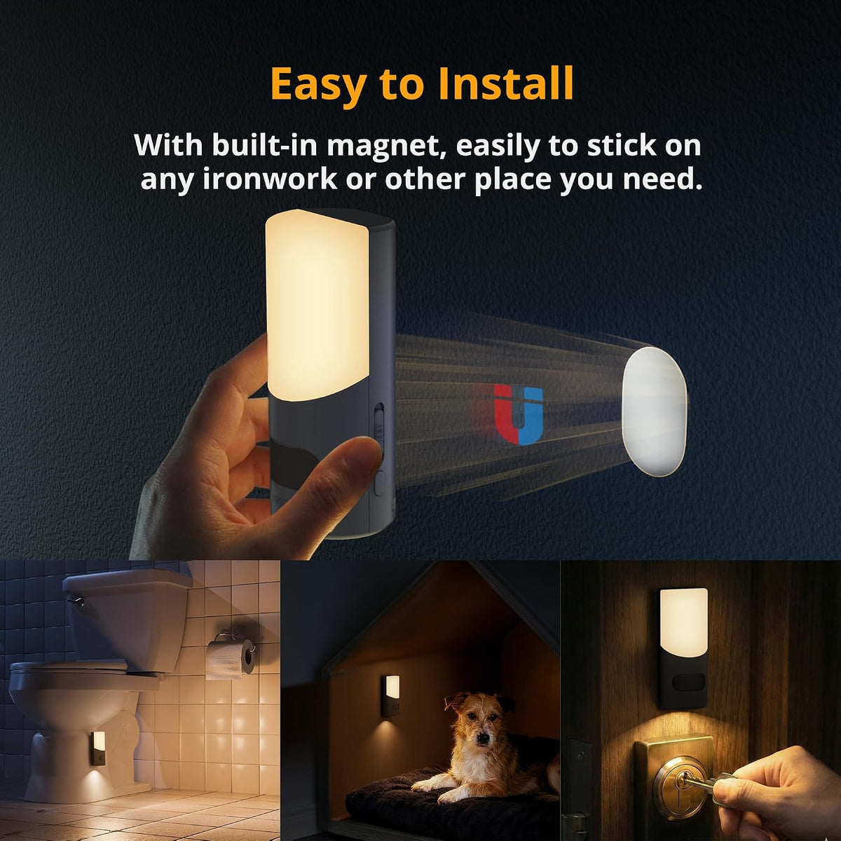 Lyridz Rechargeable Motion Sensor Wall Sconce Night Light, 2 Pack