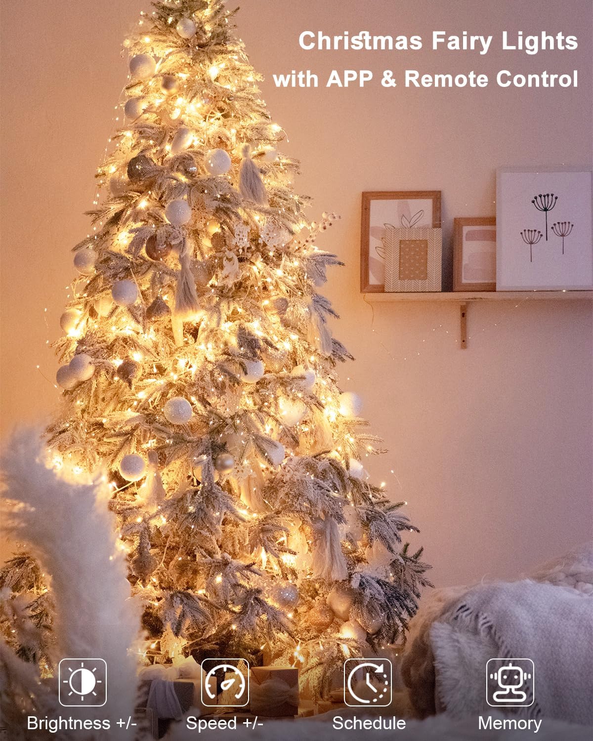 echosari Smart Fairy Lights 33Ft 100 LED USB (Color Changing) | APP & Remote Control, Music & Mic Sync, USB Powered, Flexible, for Holiday & Party Decor