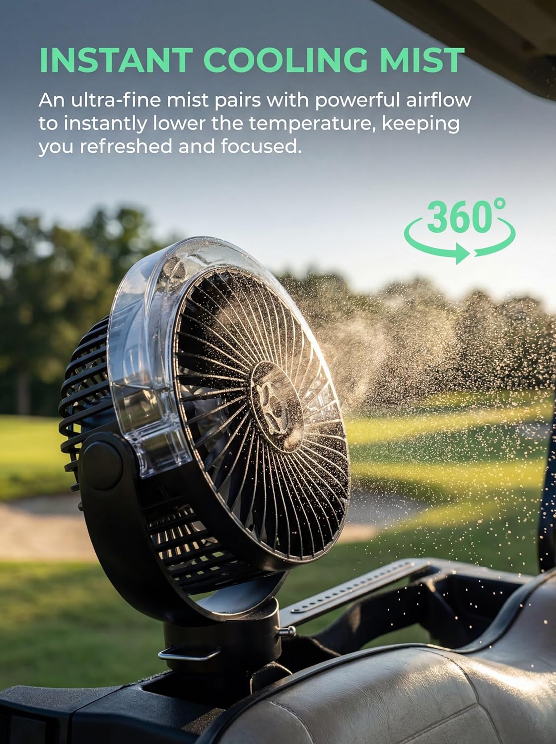 2-Pack Magnetic Golf Cart Misting Fan with Heavy-Duty Strap, 12000mAH Battery Operated Portable Fan with 4 Speeds, LED, Timer, Suitable for EZGO Club Car Yamaha, Golf Cart & Camping Accessories 2026