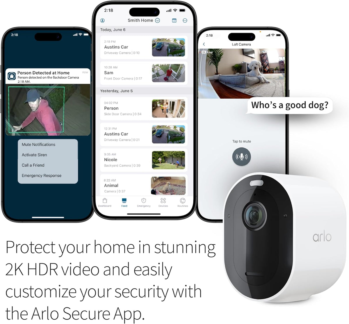 Arlo Pro 5S - Wireless Security Camera 2K HDR - 4 Cameras, White