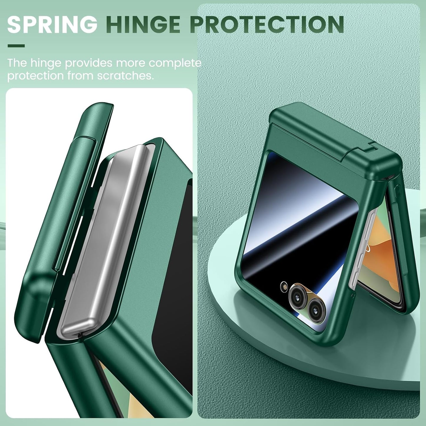 VEGO for Motorola Razr 2026/2025/2024 Case, Compatible with MagSafe | Hinge Protection & Kickstand & Privacy Screen Protector, Magnetic Slim Hard PC Protective Cover for Moto Razr 2026 - Green