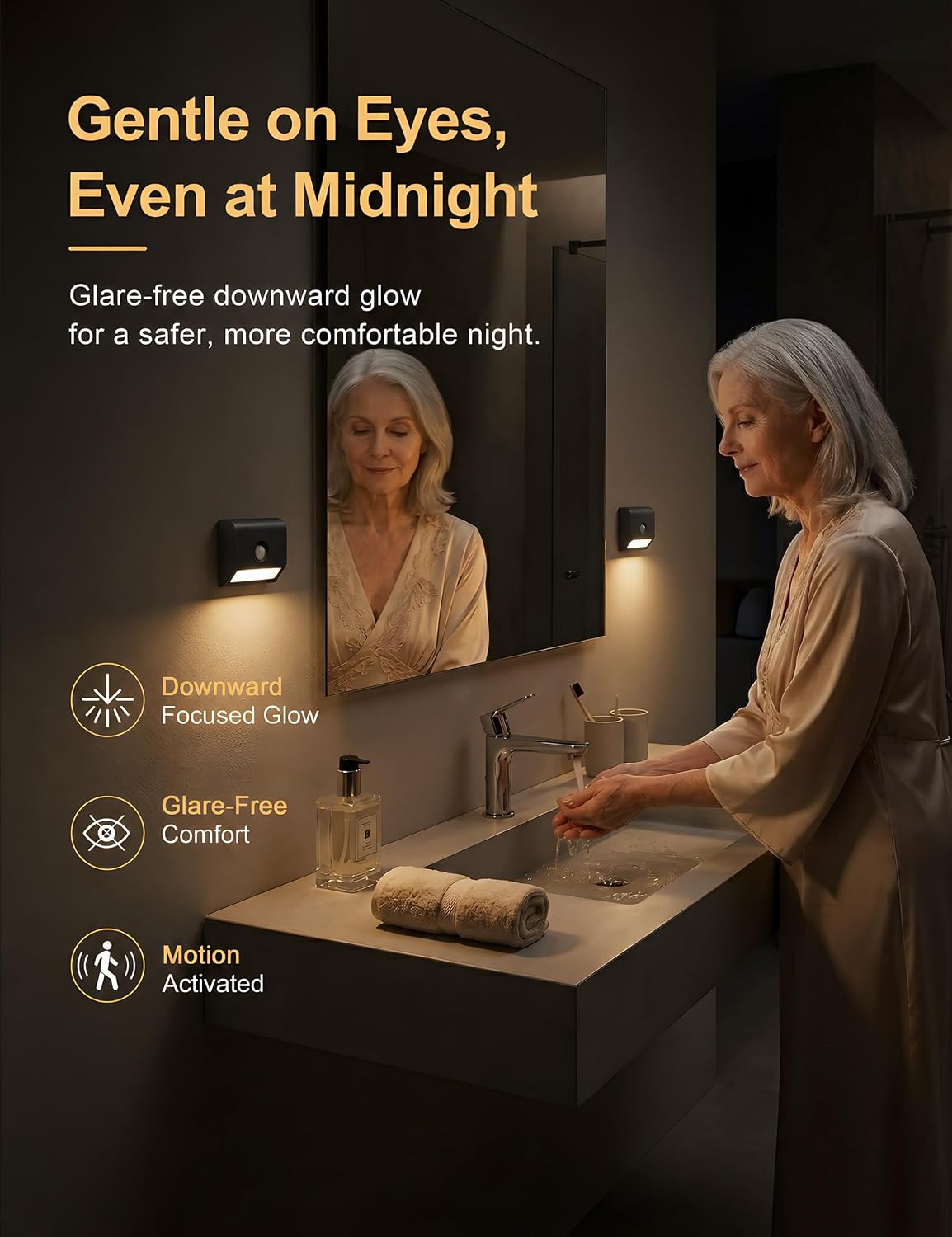 Sujeet Motion Sensor Stair Lights Indoor, 6 Pack Rechargeable Stairway Lights with Glare-Free Downward Glow, 2-Month Battery Life, 3 Color Temperatures, Adjustable 15s/30s Timer, Magnetic Step Lights