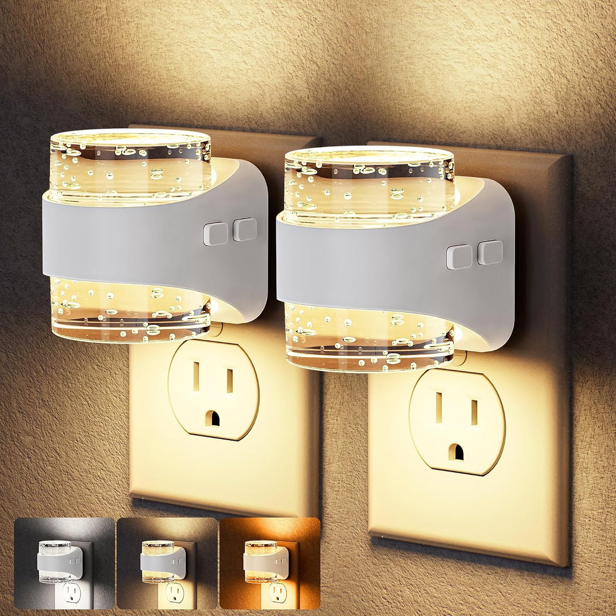 Briignite Night Light Dimmable Night Lights Plug Into Wall Bubble Design