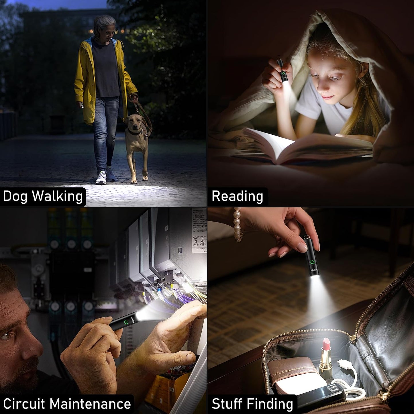 Blukar 2 Pack EDC Rechargeable Keychain Flashlight, 360L Mini Flash Light | 3 Lighting Modes, Memory Function, Waterproof, Compact Pocket Light for Everyday Carry, Emergency, Camping, Outdoor