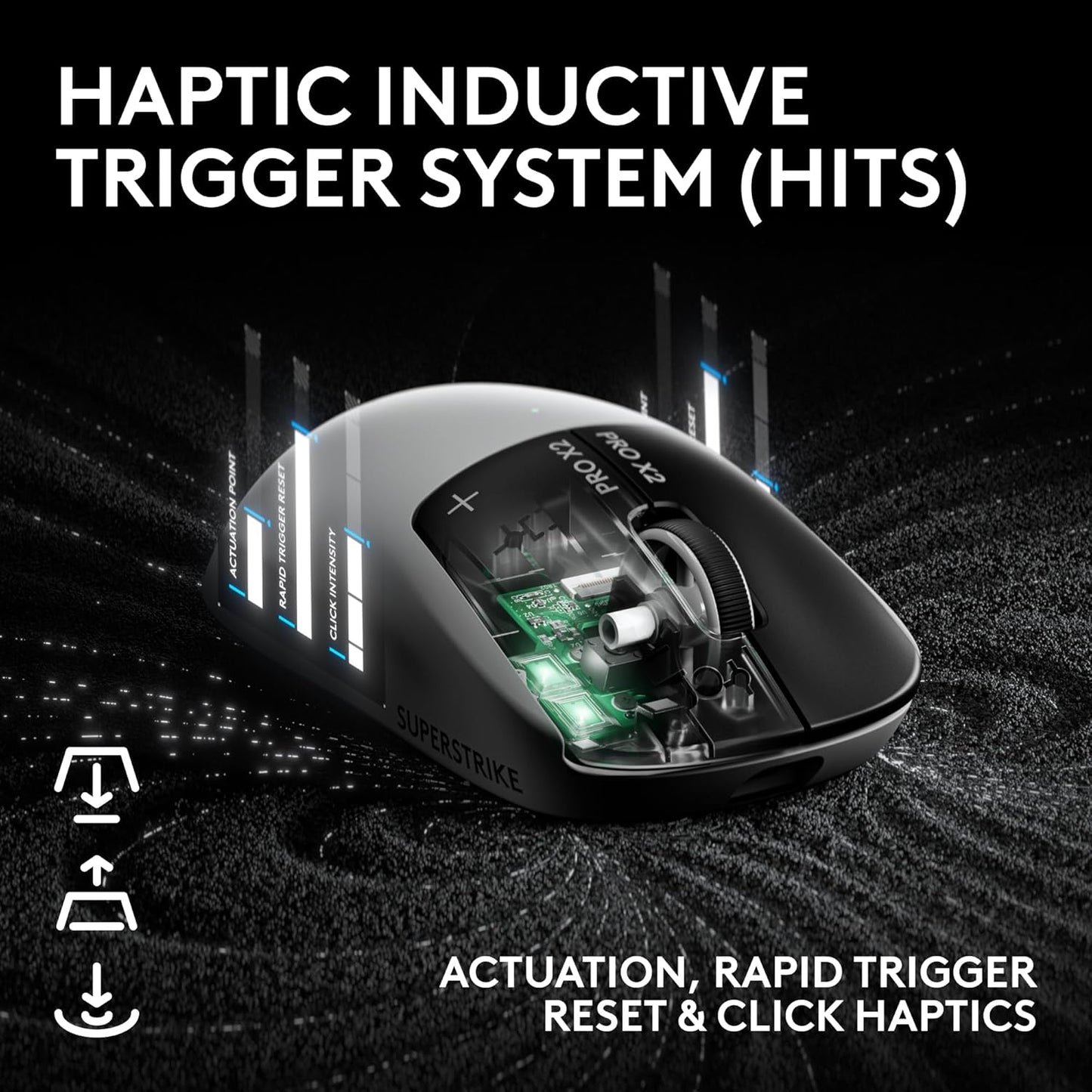 Logitech G PRO X2 SUPERSTRIKE Wireless Gaming Mouse - Black/White | Customizable Rapid Trigger Magnetic Analog Switches, Adjustable Click Haptics, 61g Lightweight, USB-C, <8K, For PC/Mac