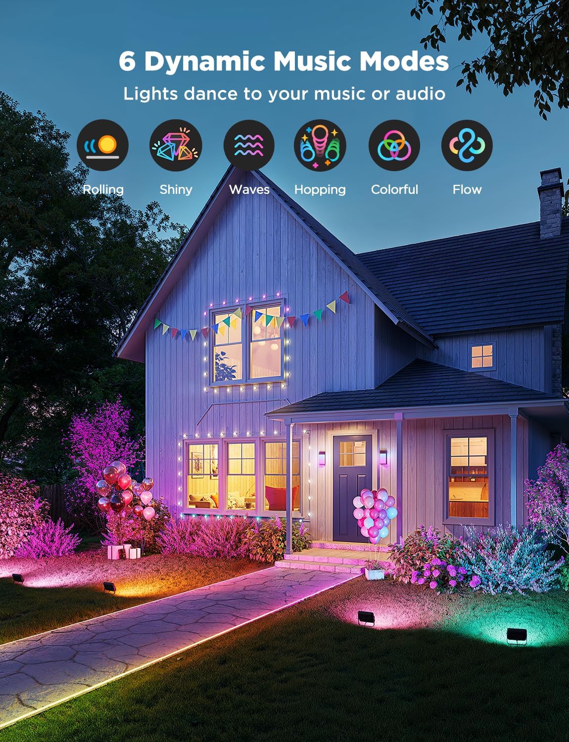 Govee Outdoor Flood Lights 2, RGBIC IP66, Wired 4 Pack | 50 Scene Modes,App Control,RGBIC Warm Cold White lights,Compatible with Alexa,Google Home,and Matter, Landscape Lighting