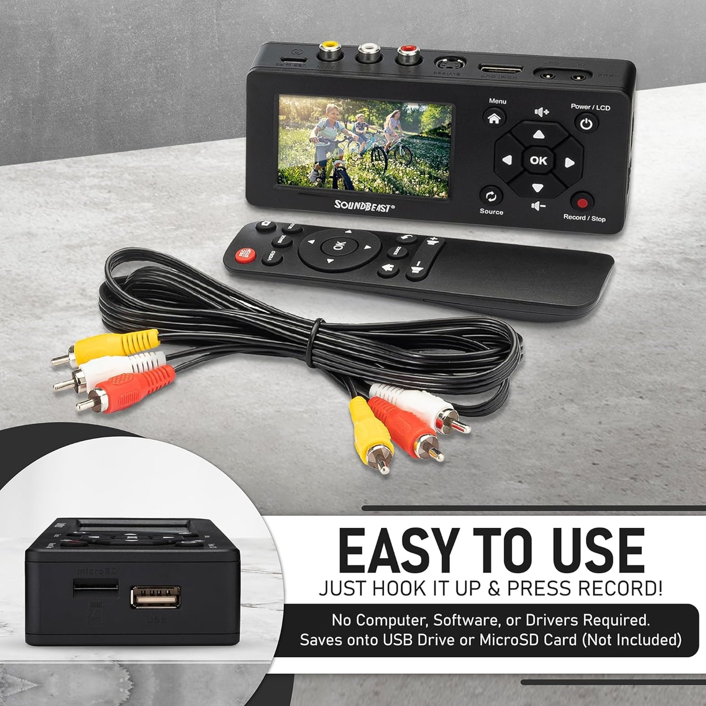 SoundBeast Video Capture Box 2.0 - Record Video & Audio from VCR, VHS, AV, RCA, S-Video, Hi8, Camcorder, DVD, Cassette Tape Players, Stereos, Turntables