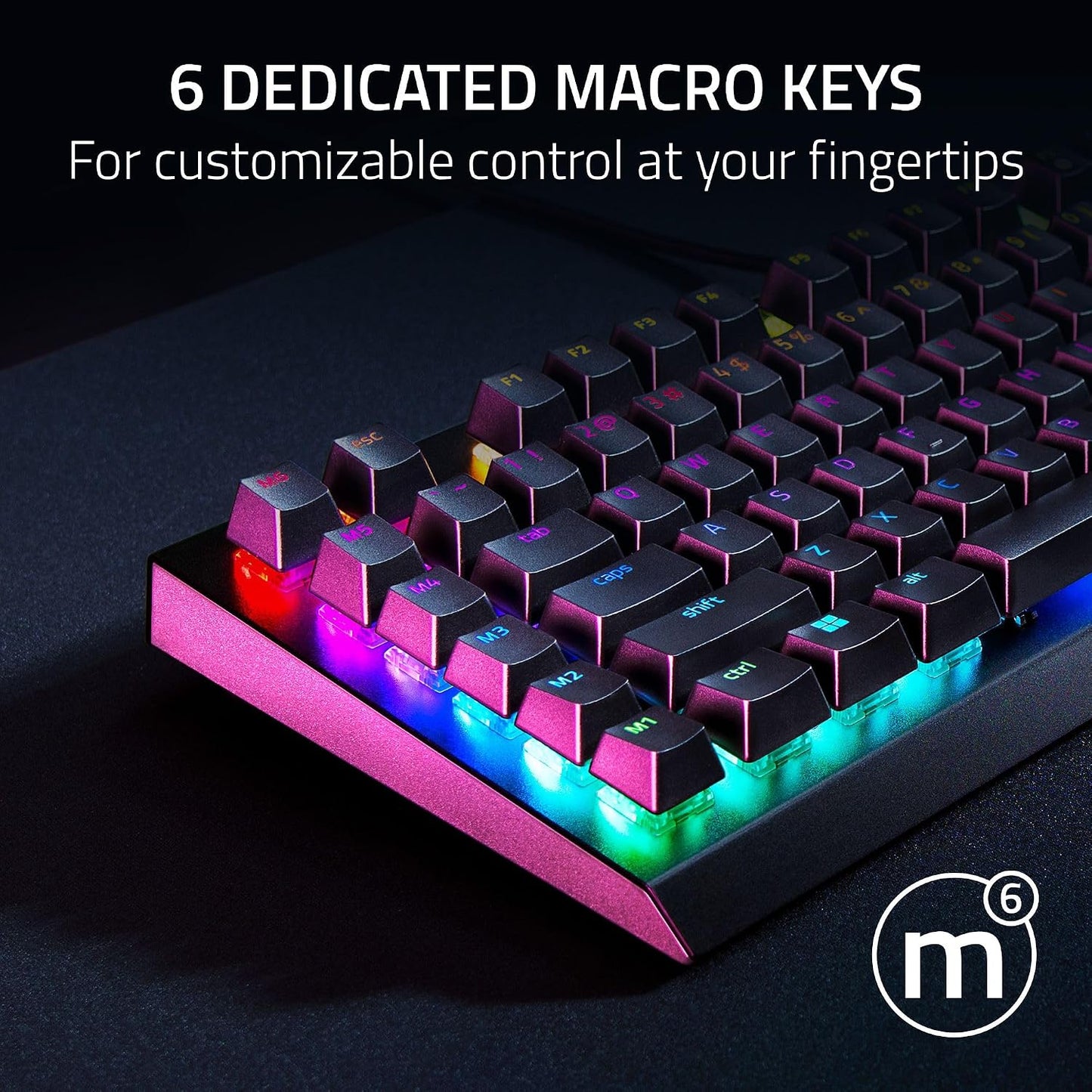 Razer BlackWidow V4 X Mechanical Gaming Keyboard, Yellow Switches, Black | Linear & Silent Switches, 6 Dedicated Macro Keys, Chroma RGB, Doubleshot ABS Keycaps, Roller & Media Controls, Snap Tap