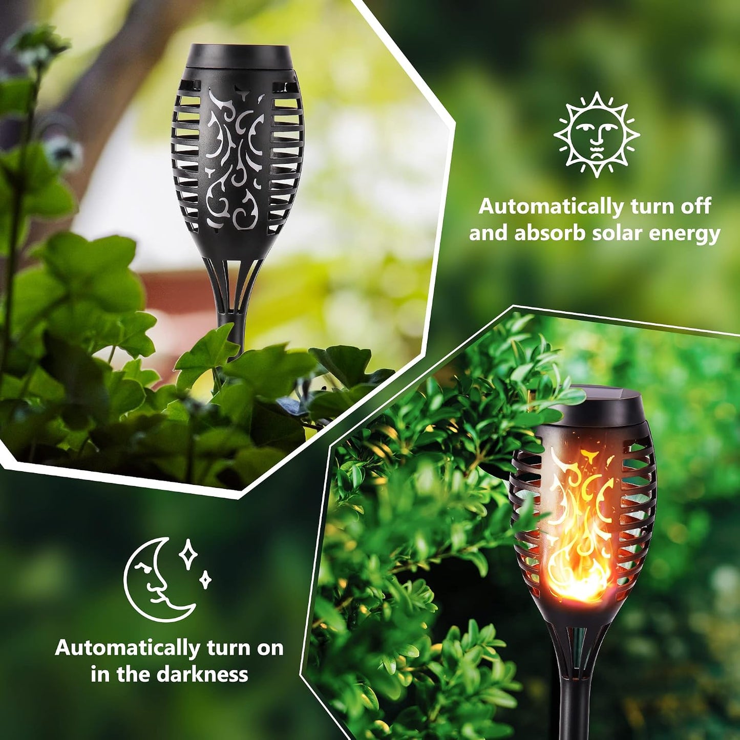 Toodour Solar Torch Flame Lights, 12 Pack Solar Lights Outdoor with Flickering Flame, Waterproof Patio Light Landscape Decoration Lighting for Garden, Lawn, Yard, Outdoor Decorations