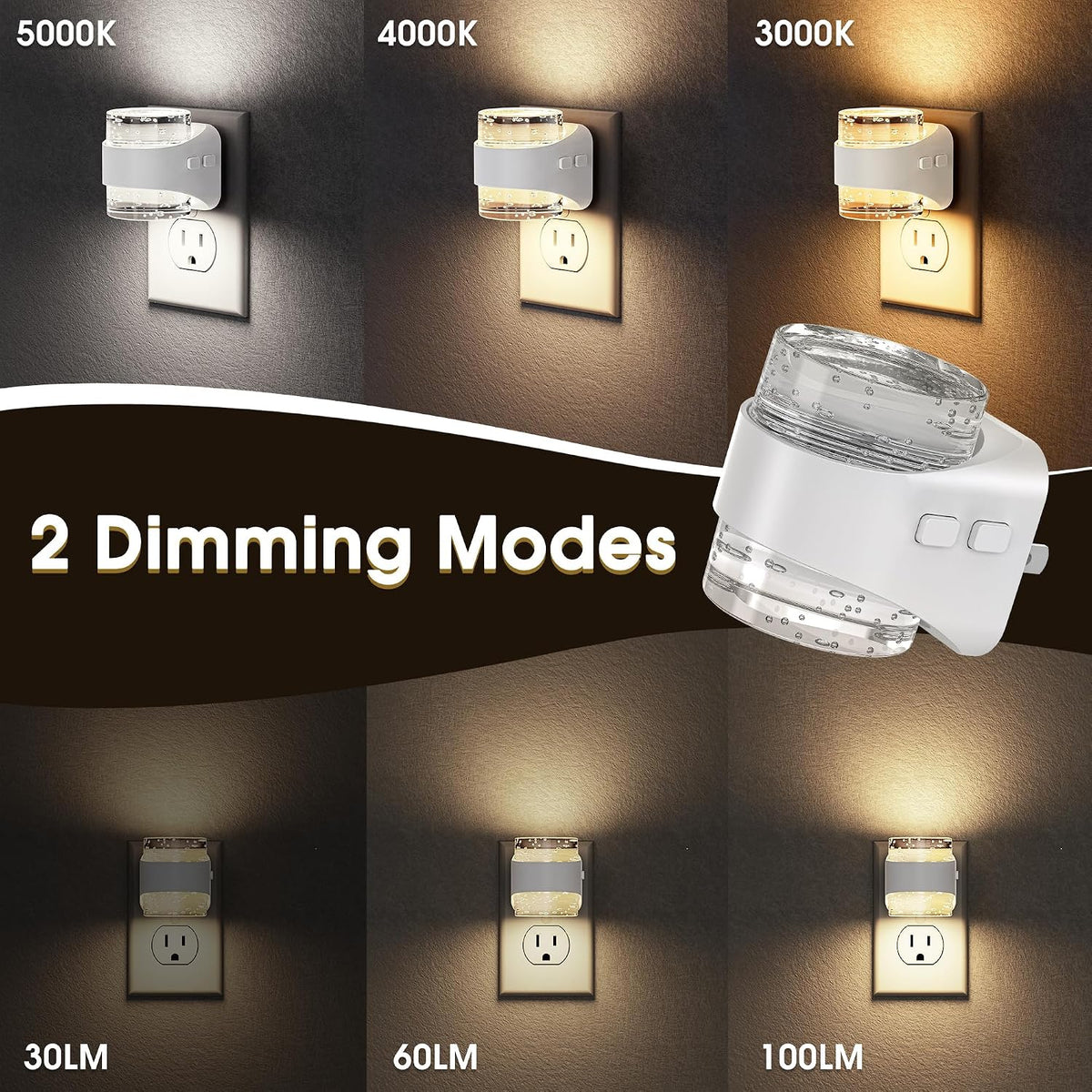 Briignite Night Light Dimmable Night Lights Plug Into Wall Bubble Design